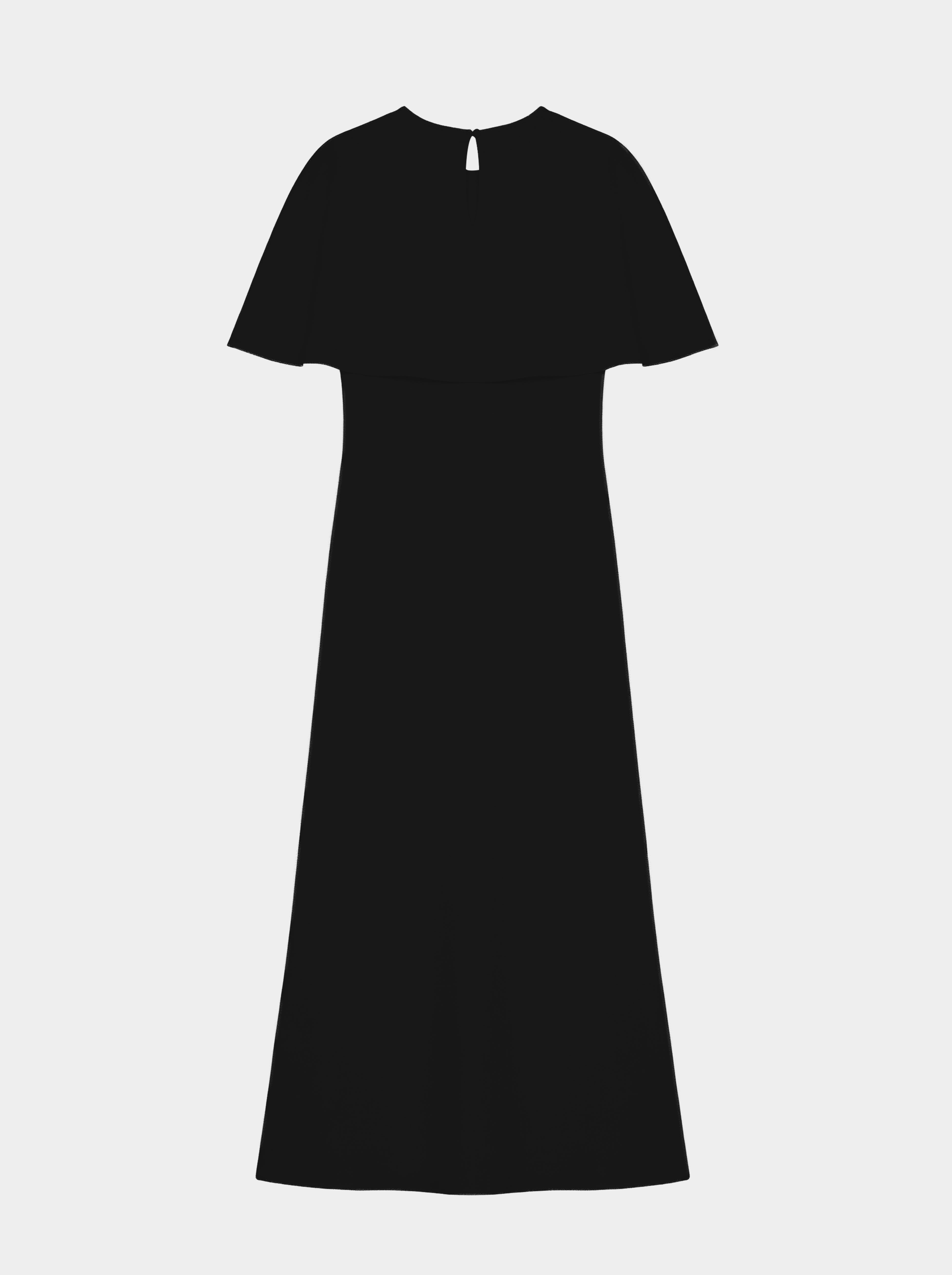 a black dress against a plain background back view detail