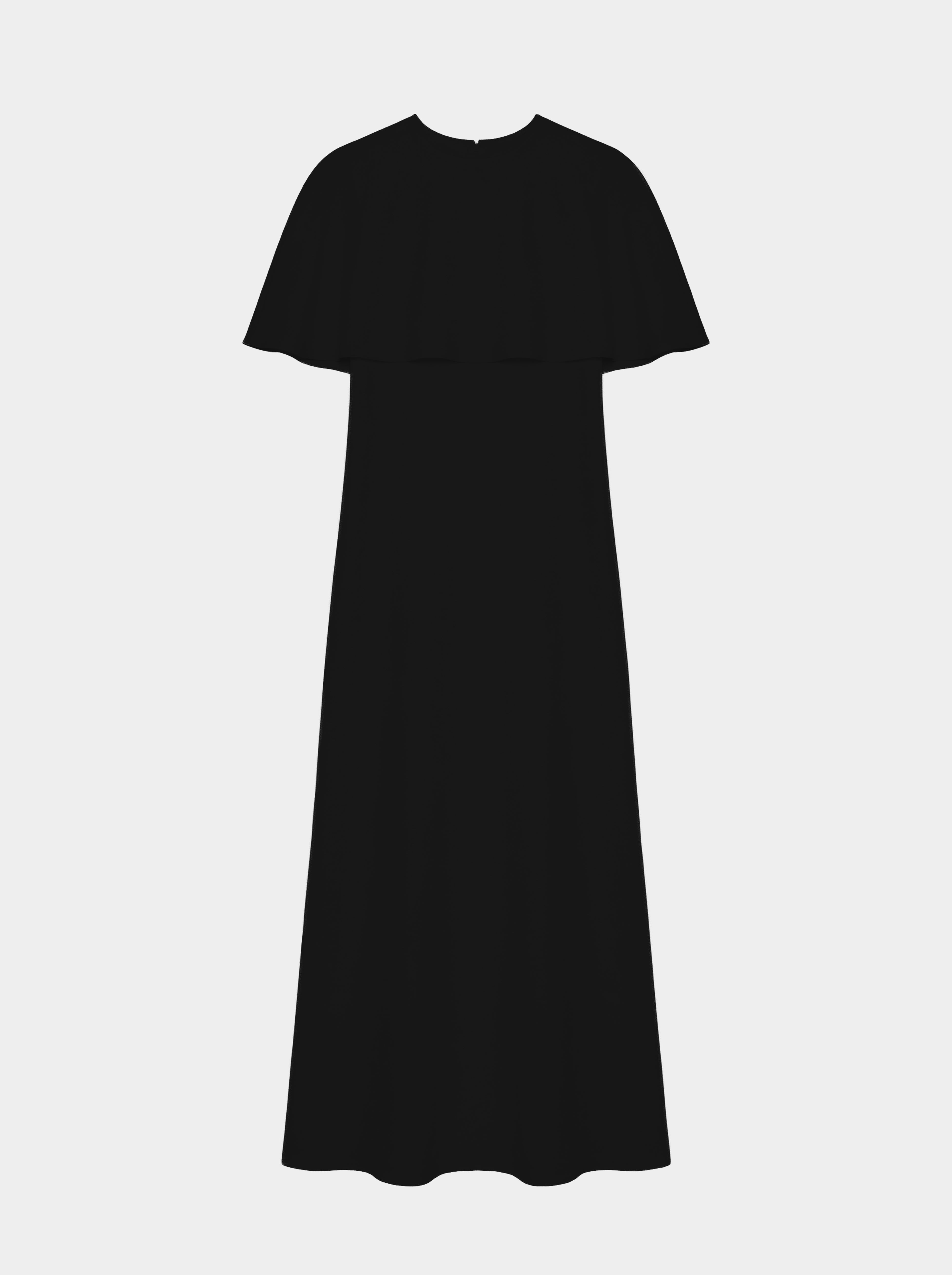 CAPELET DRESS /ORGANIC SILK CREPE DE CHINE/ BLACK