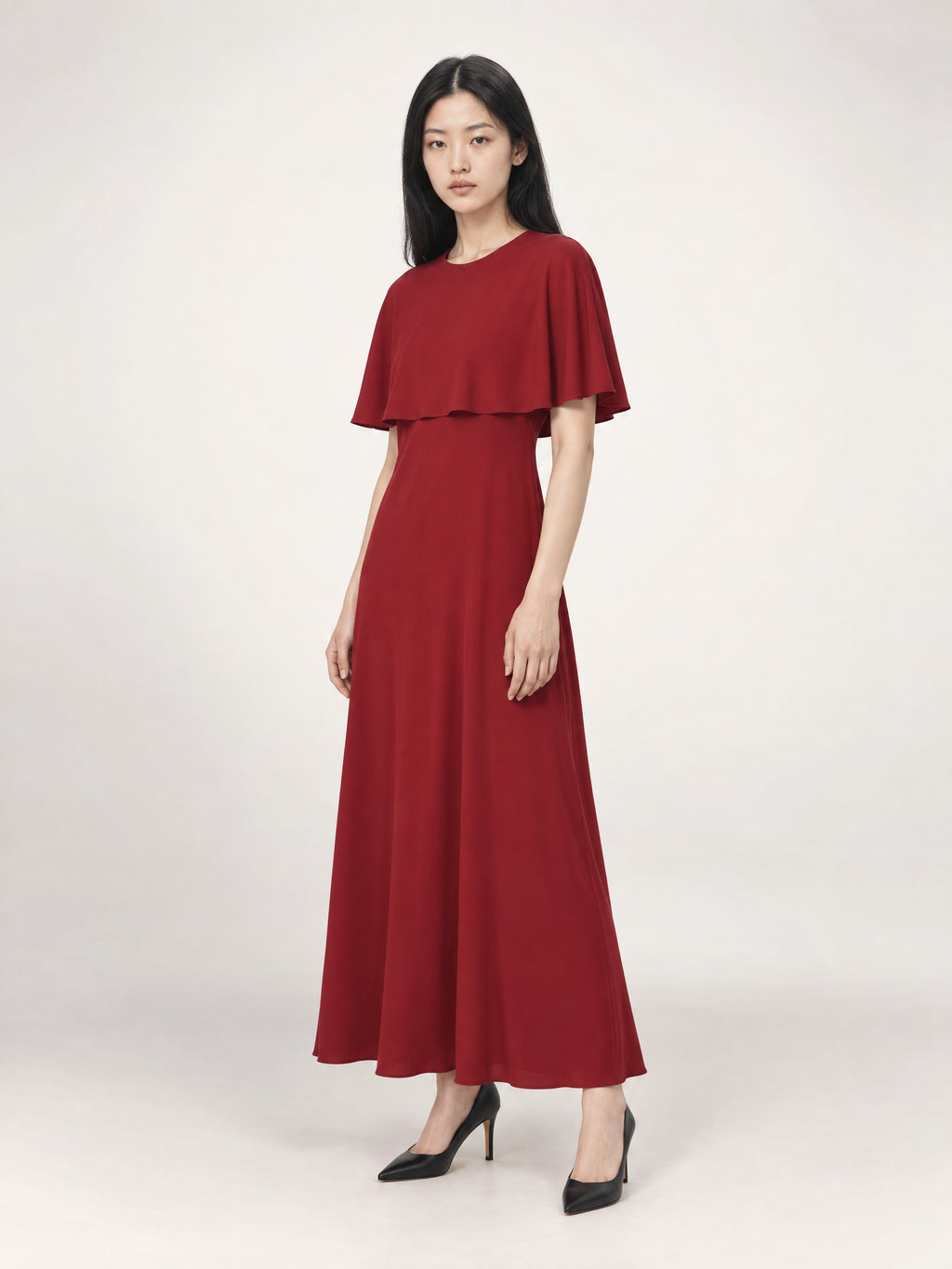 CAPELET DRESS /ORGANIC SILK CREPE DE CHINE/ BOURDAUX