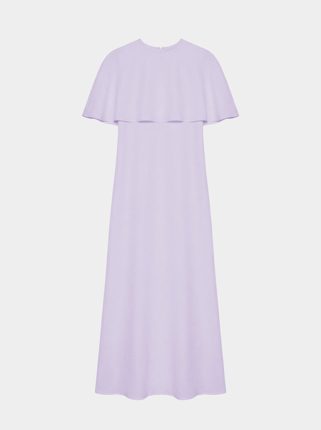 silk dress in lilac purple color midi length with a caplet at neck