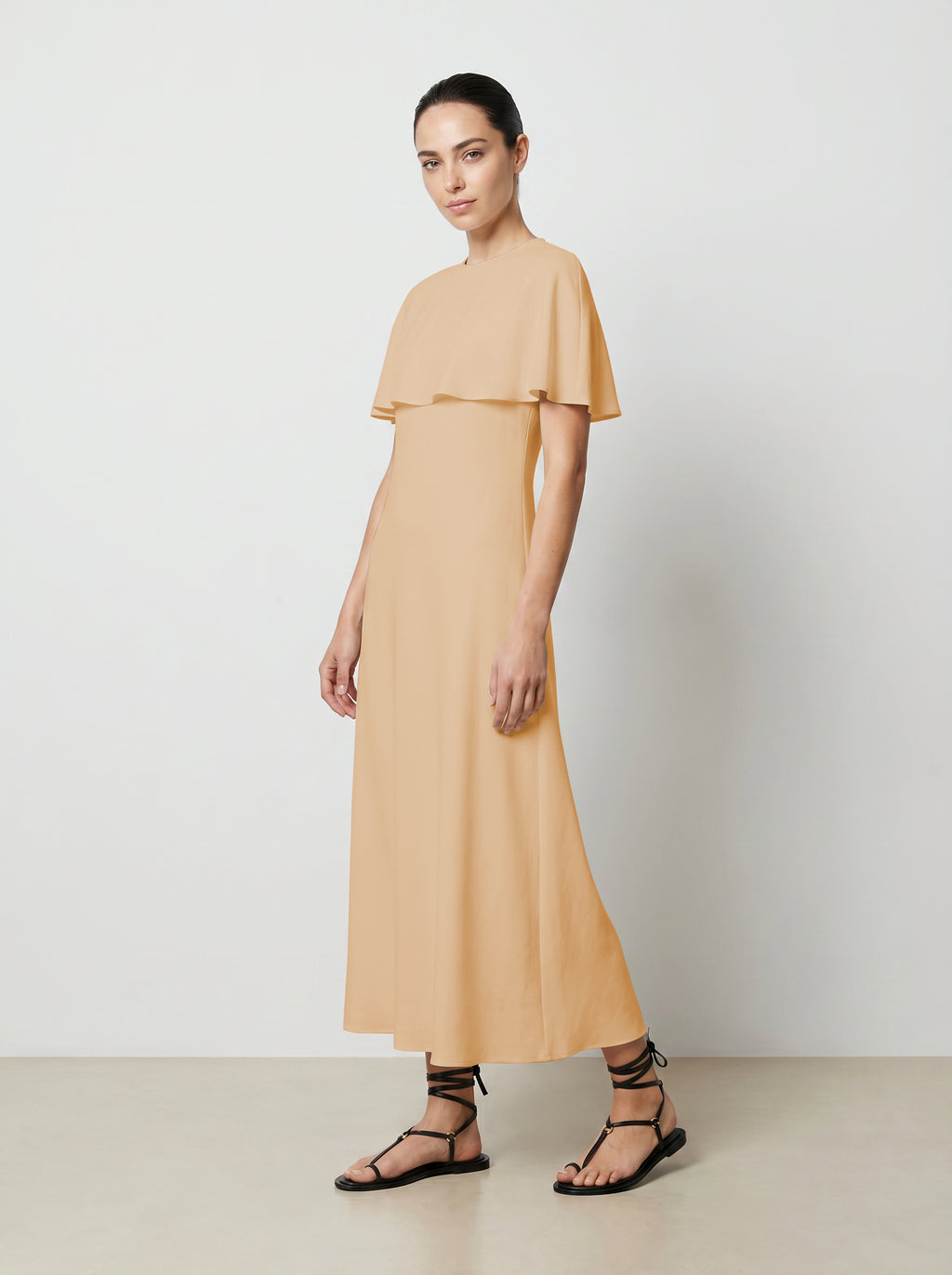 CAPELET DRESS / ORGANIC SILK CREPE DE CHINE/ BLUSH
