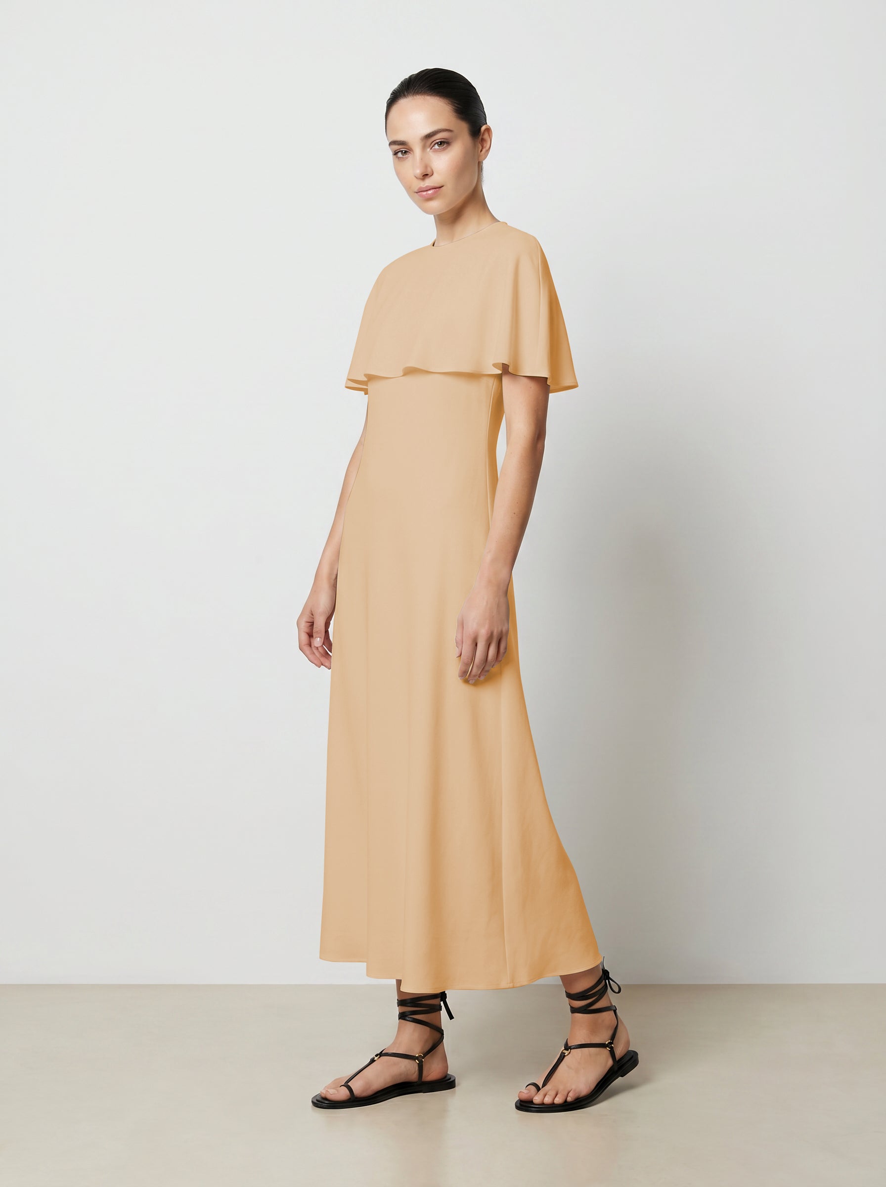 CAPELET DRESS / ORGANIC SILK CREPE DE CHINE/ BLUSH