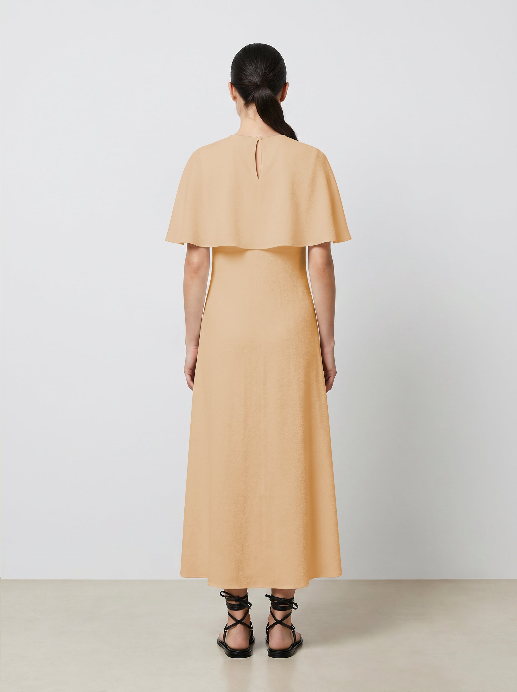 CAPELET DRESS / ORGANIC SILK CREPE DE CHINE/ BLUSH