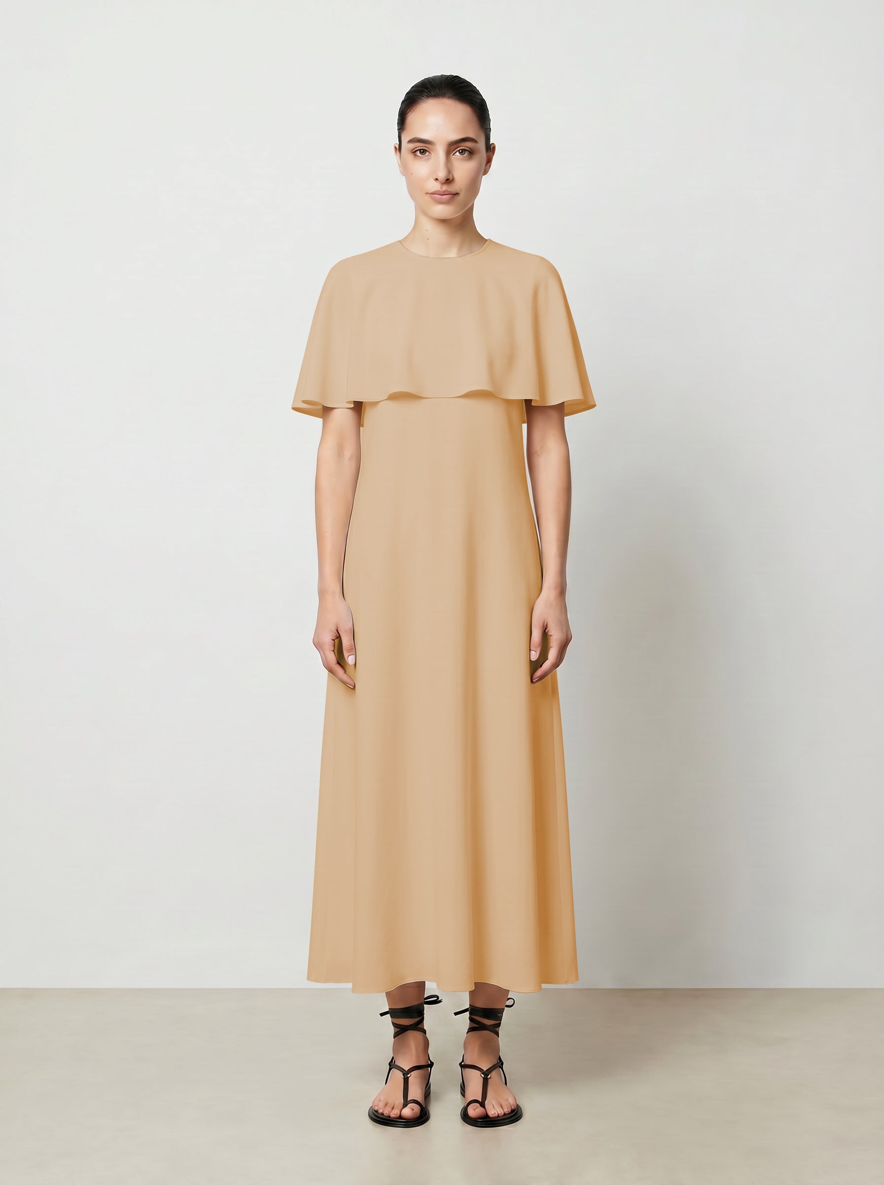 CAPELET DRESS / ORGANIC SILK CREPE DE CHINE/ BLUSH