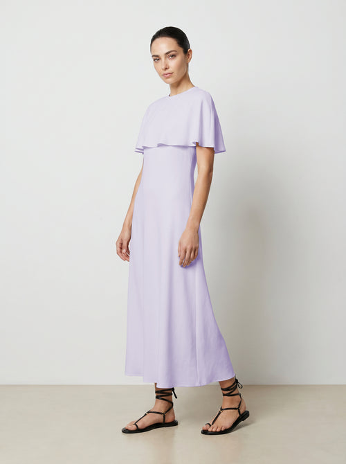 CAPELET DRESS /ORGANIC SILK CREPE DE CHINE/LILAC