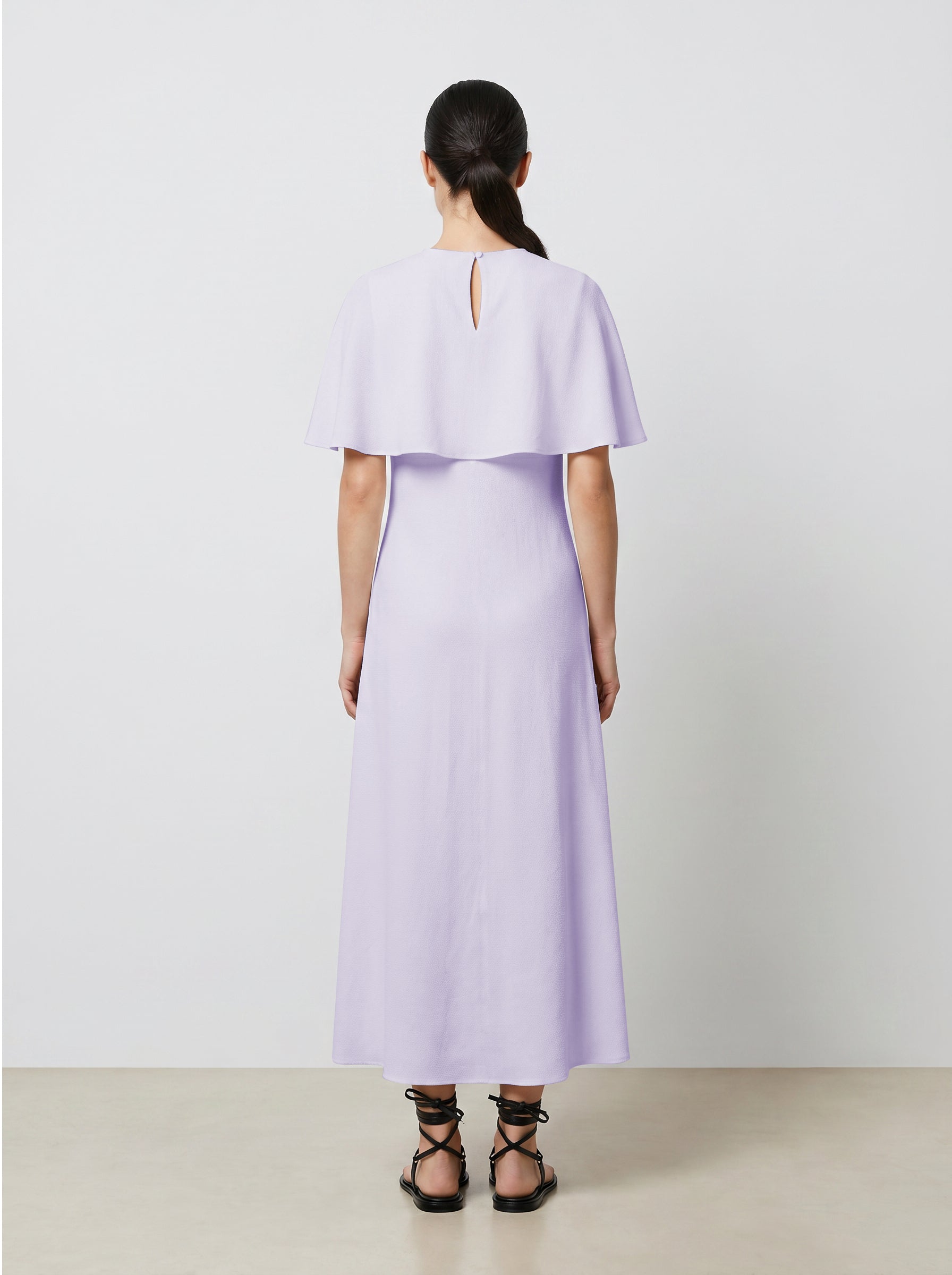 CAPELET DRESS /ORGANIC SILK CREPE DE CHINE/LILAC