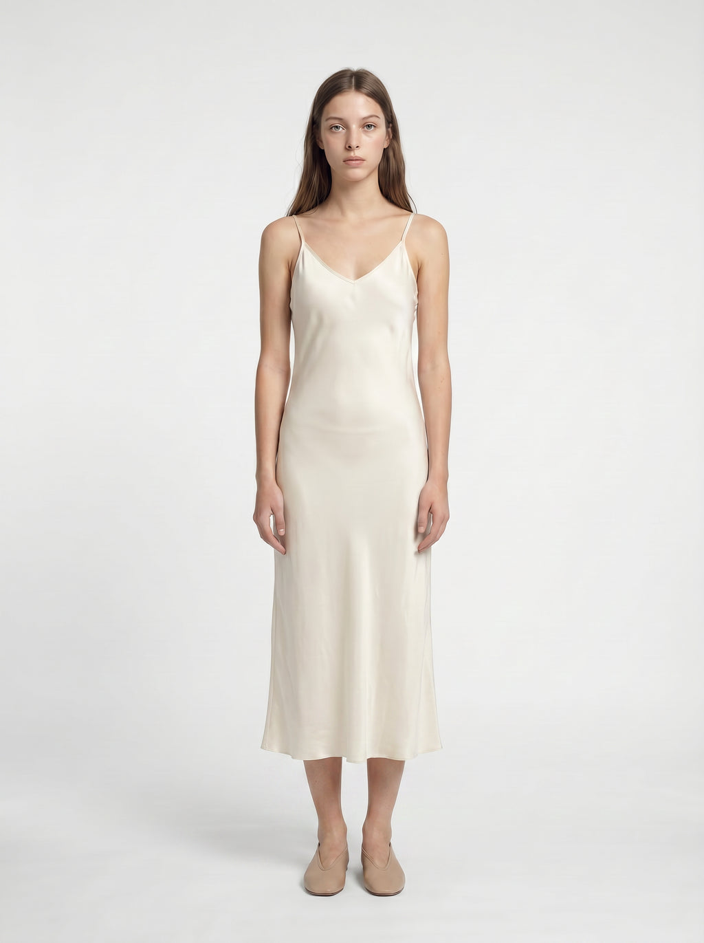 MIDI SLIP / ORGANIC SILK CREPE DE CHINE/ CREME