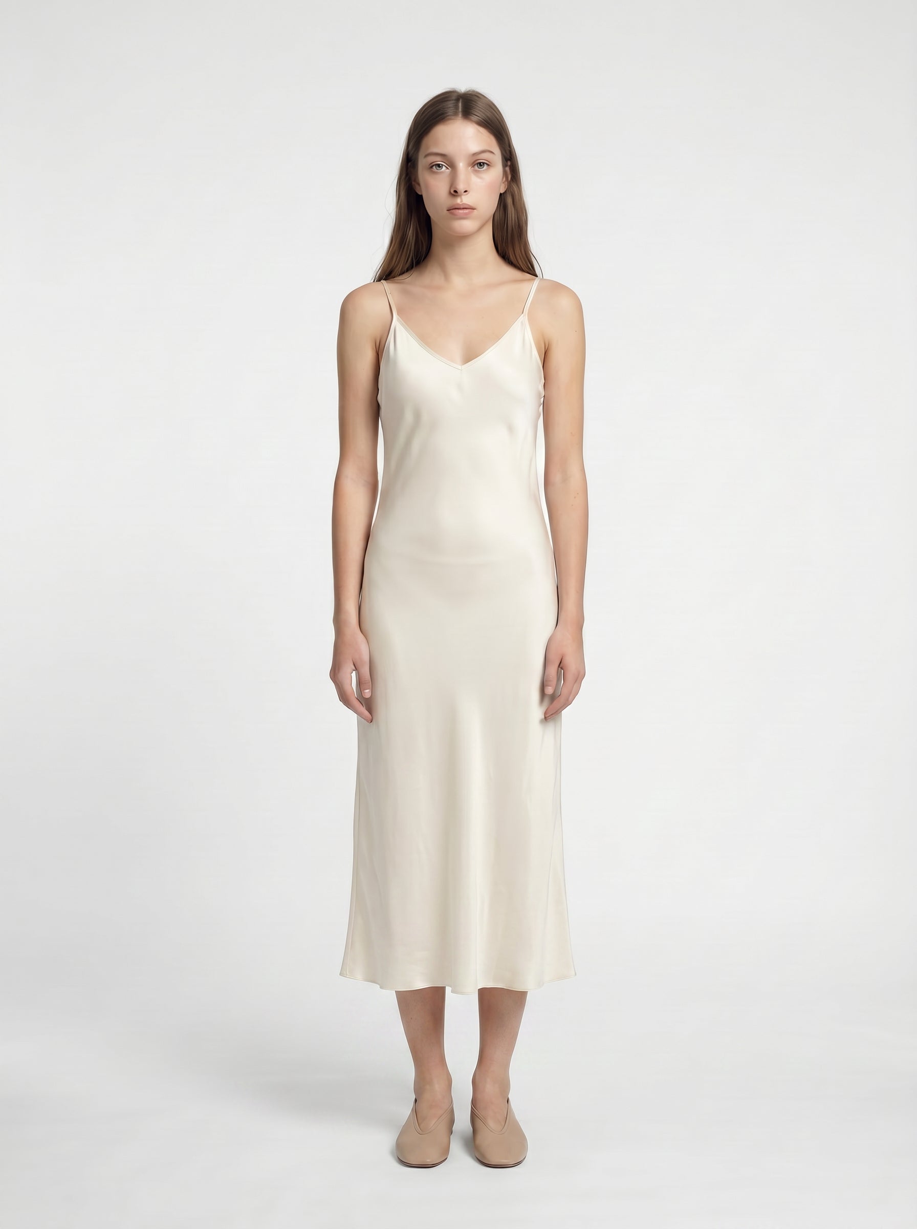 MIDI SLIP / ORGANIC SILK CREPE DE CHINE/ CREME