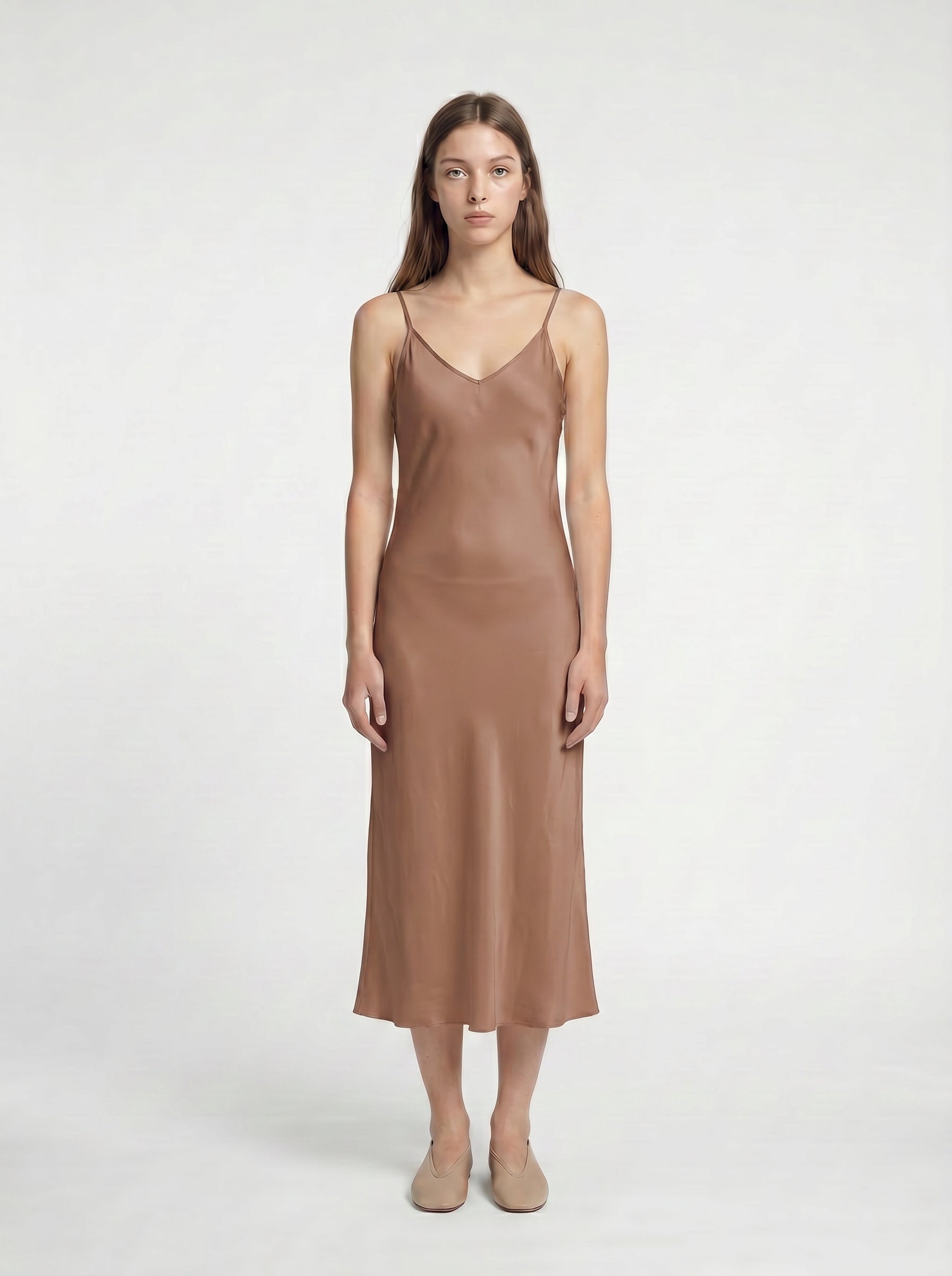 MIDI SLIP / ORGANIC SILK CREPE DE CHINE / MOCHA