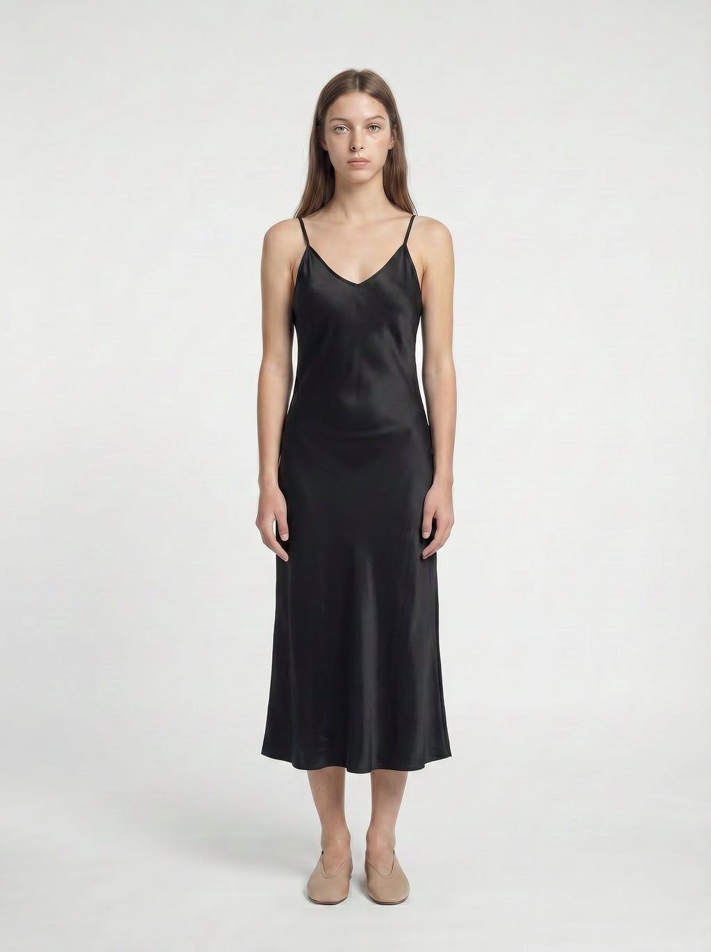 MIDI SLIP / ORGANIC SILK CREPE DE CHINE/ BLACK