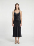 MIDI SLIP / ORGANIC SILK CREPE DE CHINE/ BLACK