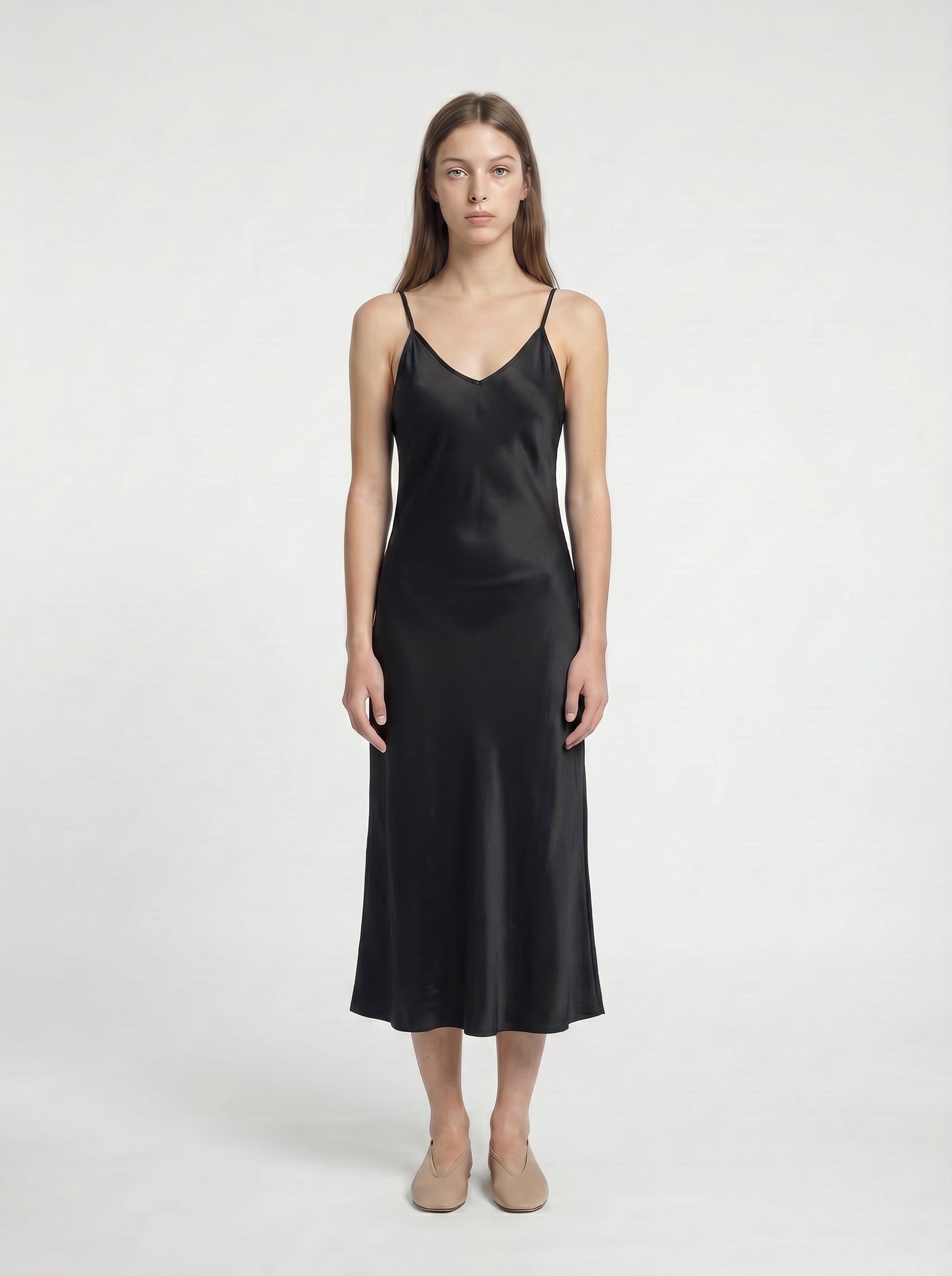 MIDI SLIP / ORGANIC SILK CREPE DE CHINE/ BLACK