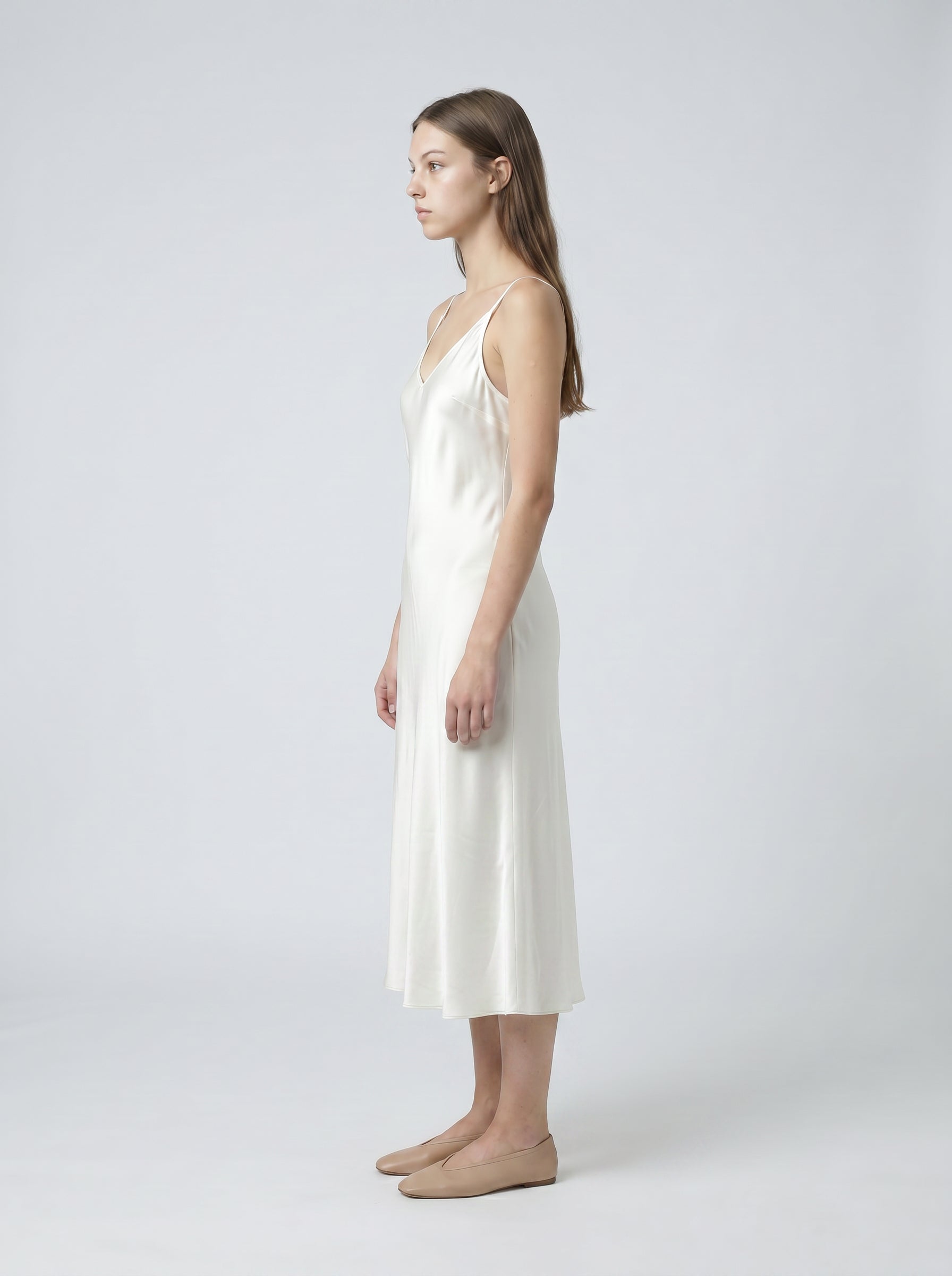 MIDI SLIP / ORGANIC SILK CREPE DE CHINE/ CREME