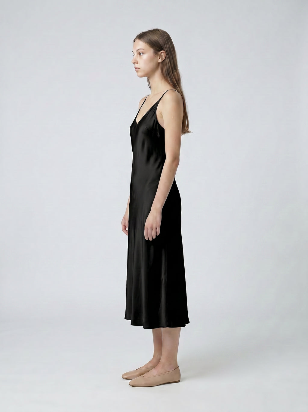 MIDI SLIP / ORGANIC SILK CREPE DE CHINE/ BLACK