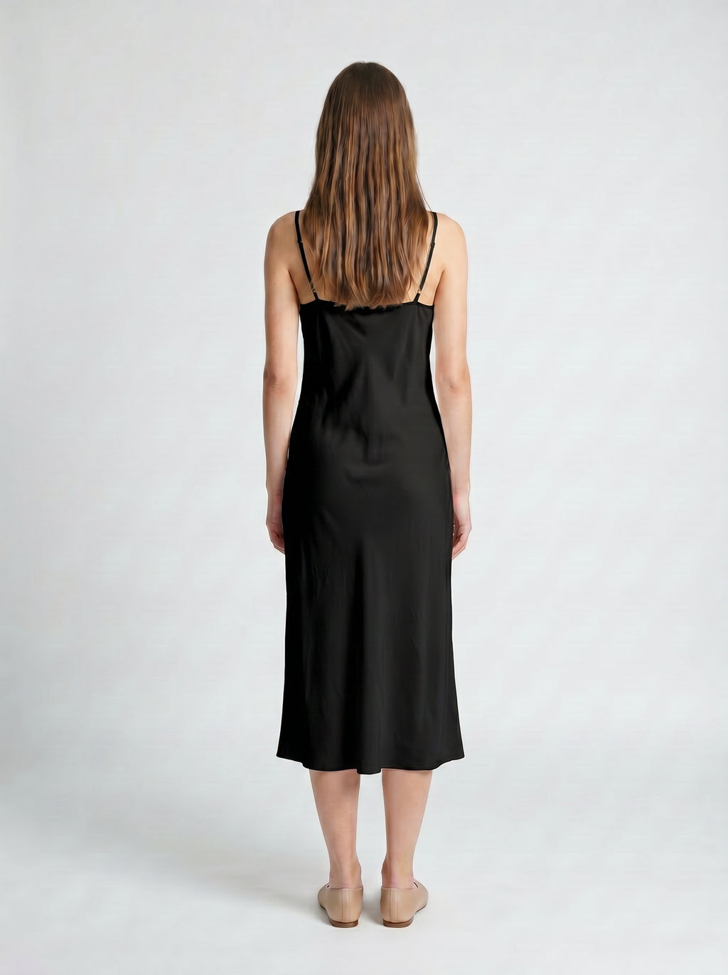 MIDI SLIP / ORGANIC SILK CREPE DE CHINE/ BLACK