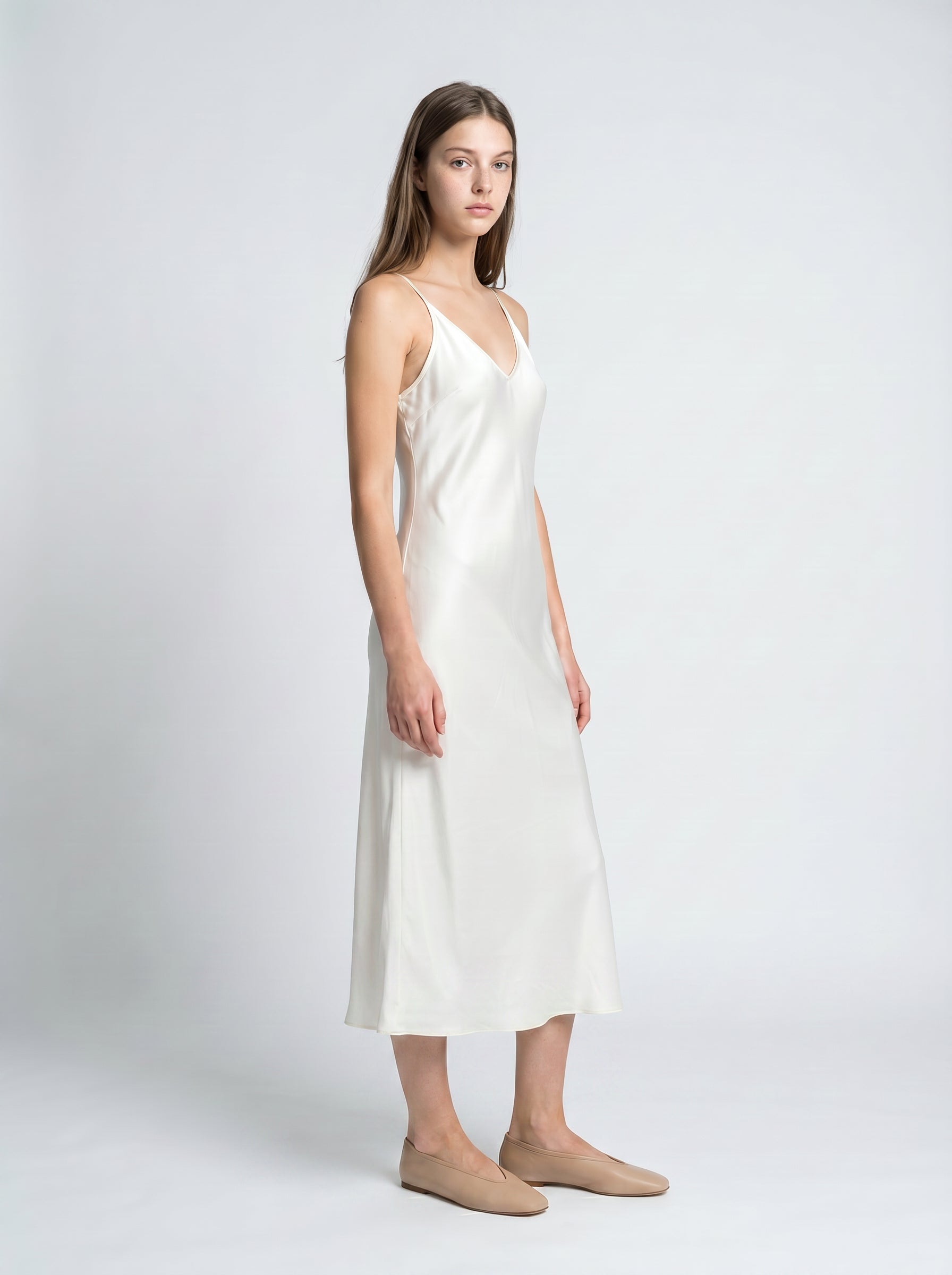 MIDI SLIP / ORGANIC SILK CREPE DE CHINE/ CREME