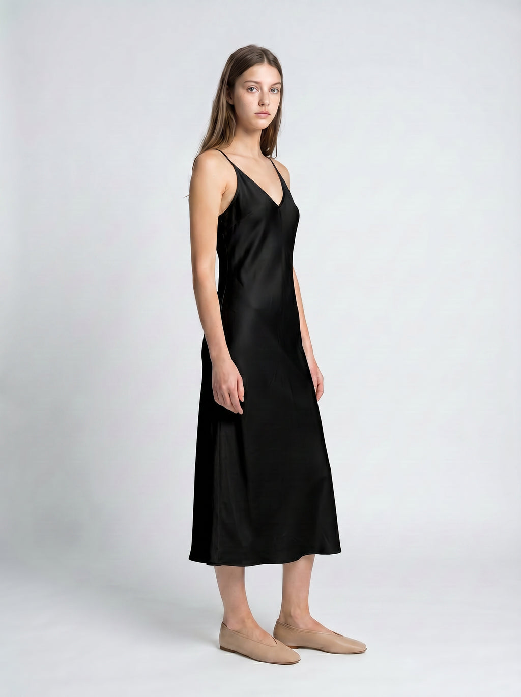 MIDI SLIP / ORGANIC SILK CREPE DE CHINE/ BLACK