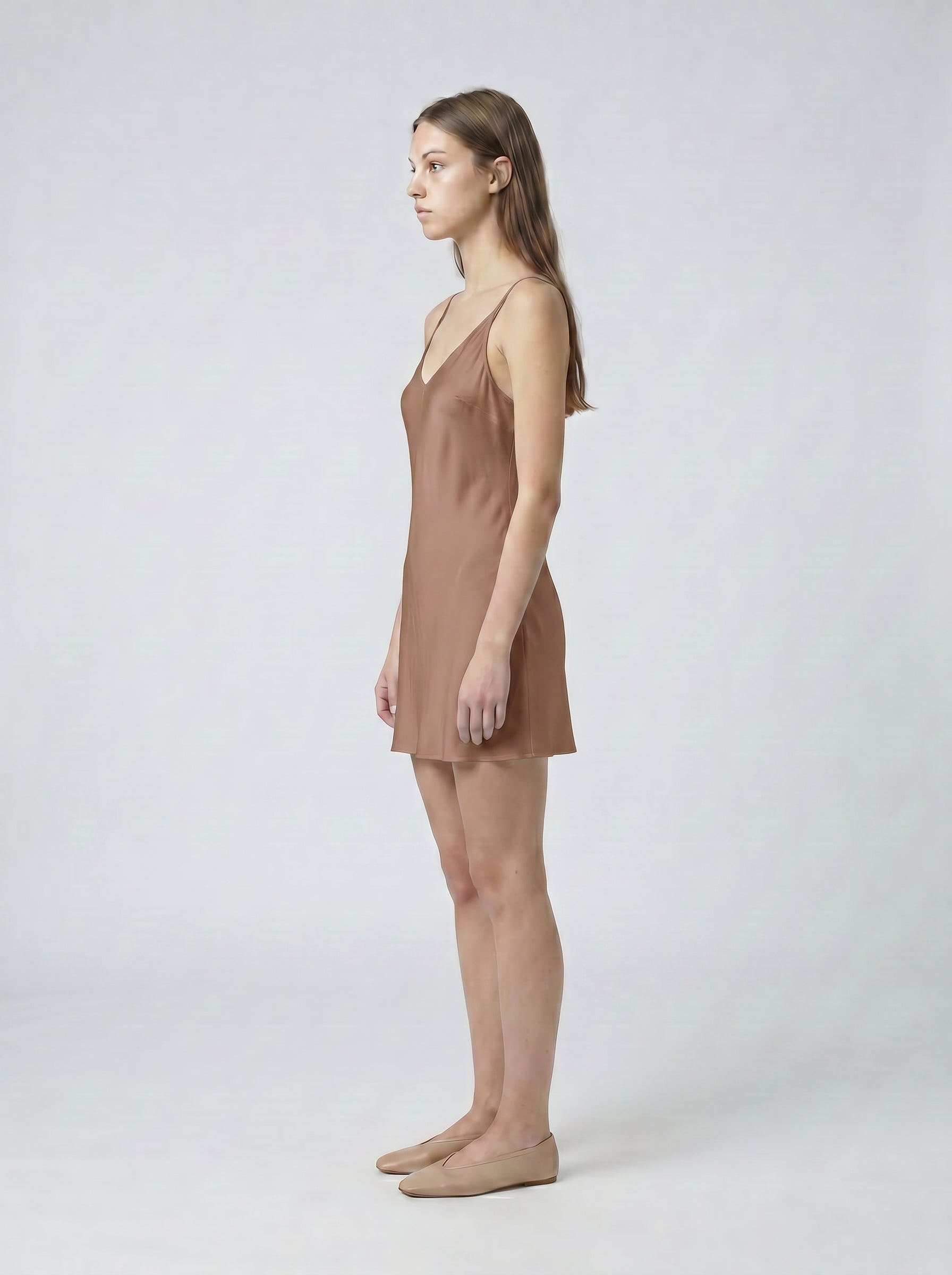 MINI SLIP / ORGANIC SILK CREPE DE CHINE/ MOCHA