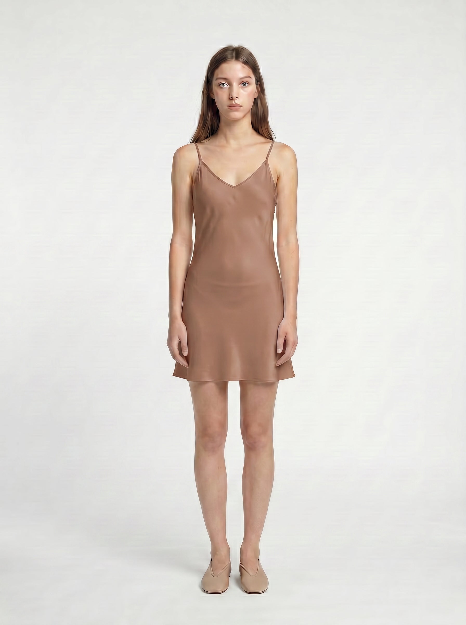 MINI SLIP / ORGANIC SILK CREPE DE CHINE/ MOCHA