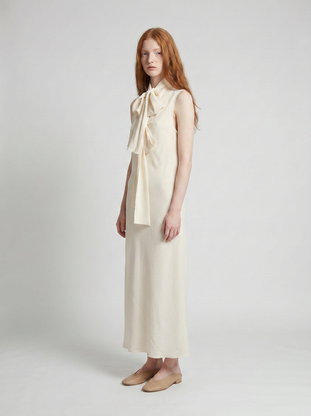 THE CHERBOURG DRESS /ORGANIC SILK CREPE DE CHINE/ CREME