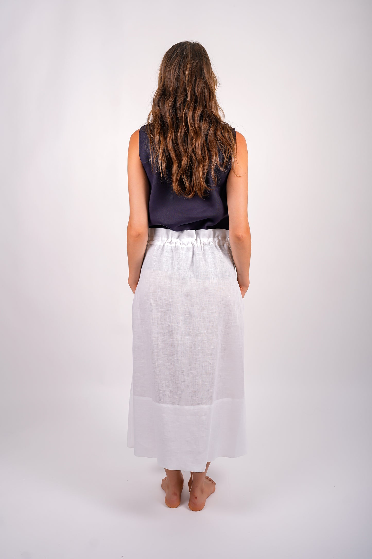 gathered-skirt-linen-sustainable-white-american-made-back-view