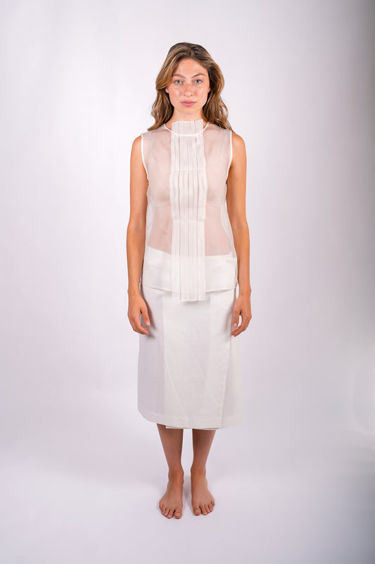 pleated-skirt-hemp-linen-sustainable-cream-american-made-front-view