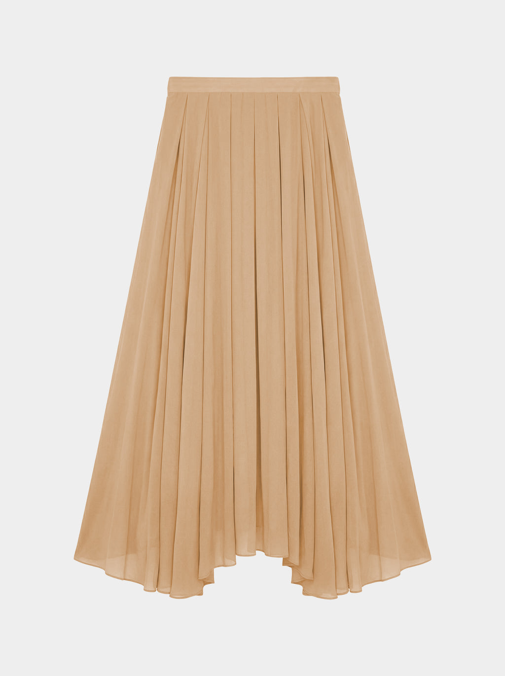 blush pleated organic silk skirt back view