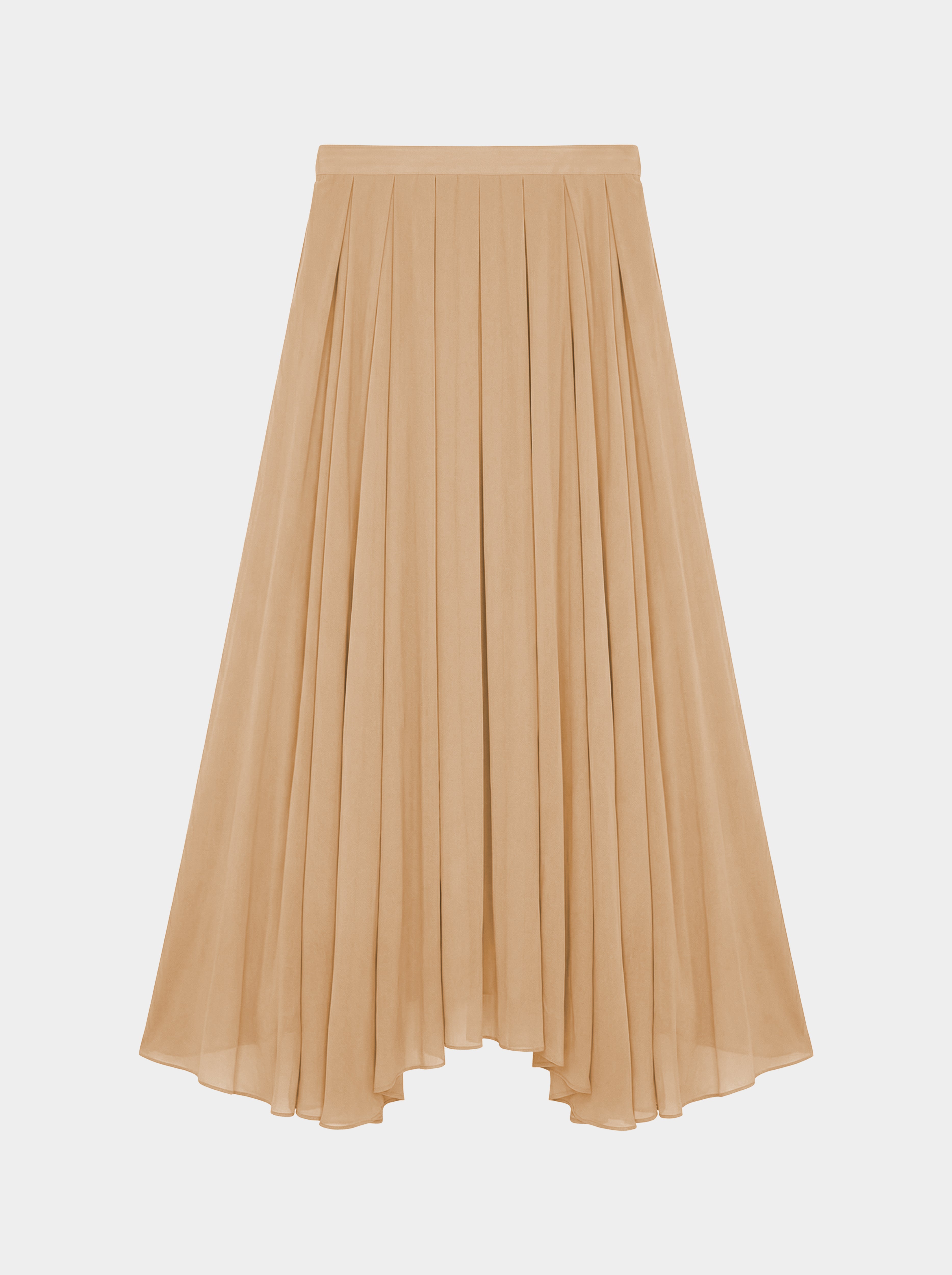 blush pleated organic silk skirt back view
