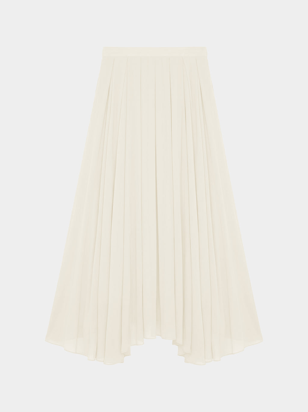 creme pleated organic silk skirt back view