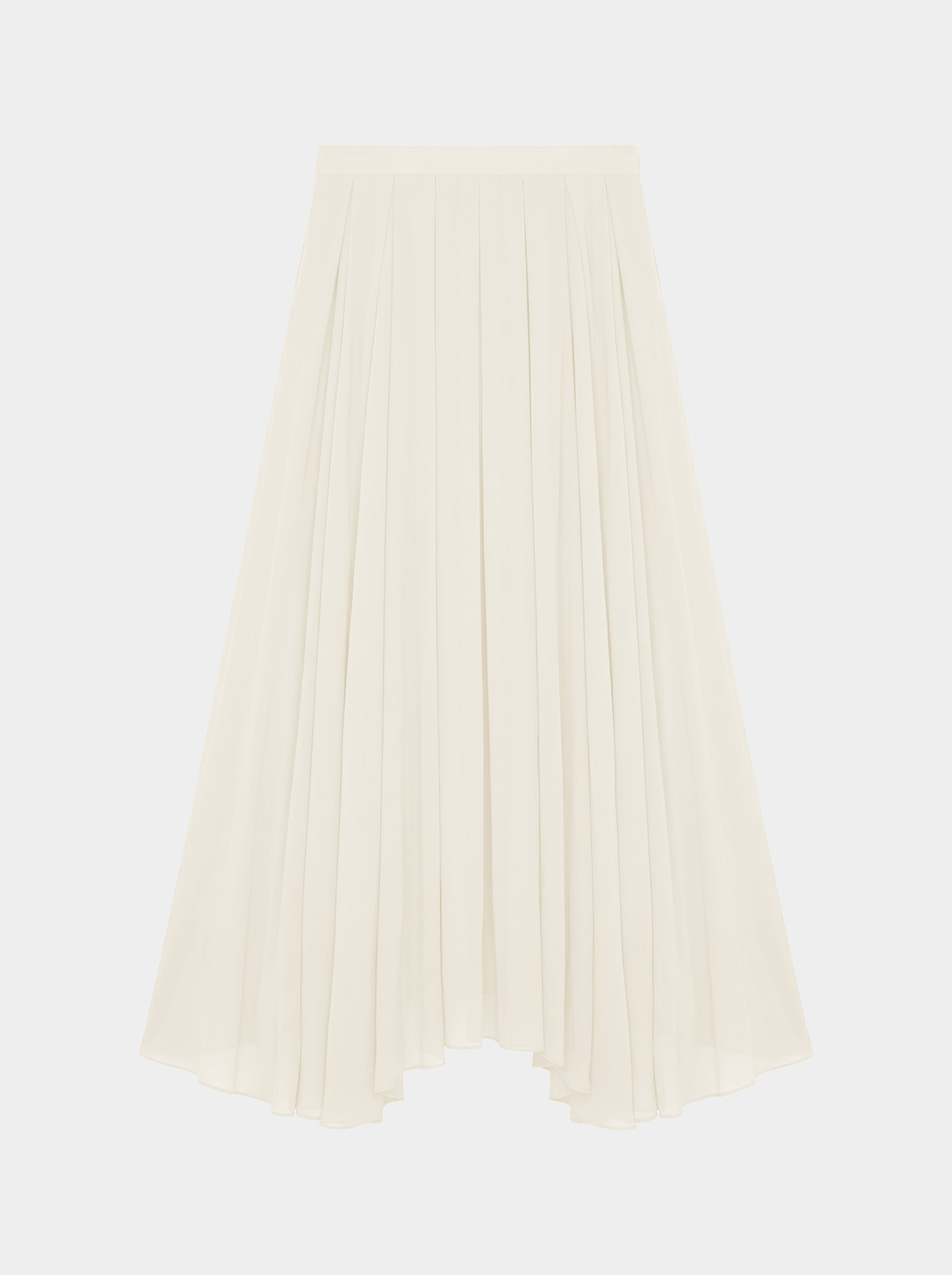 creme pleated organic silk skirt back view