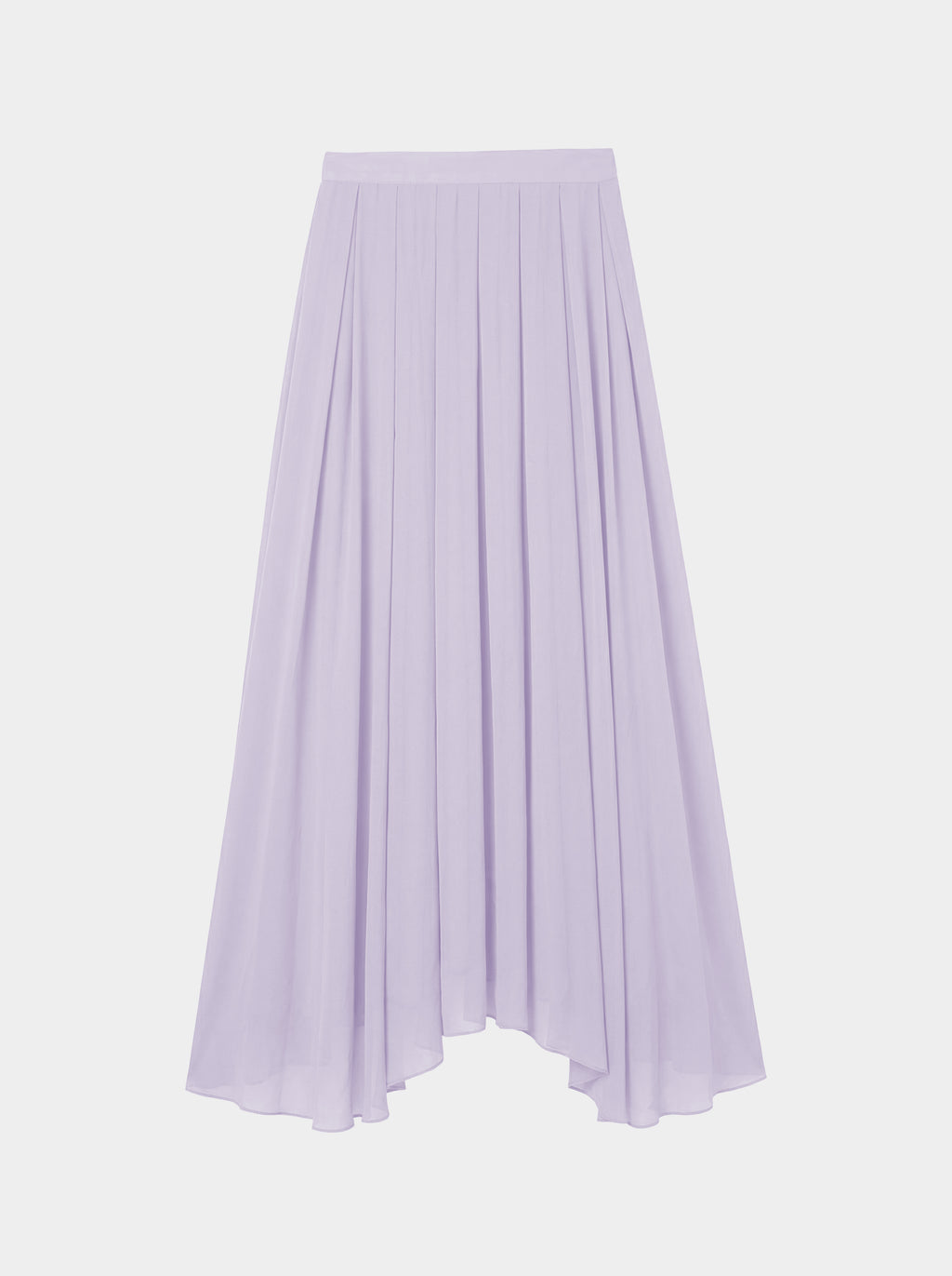 lilac color Pleated_silk_skirt front view