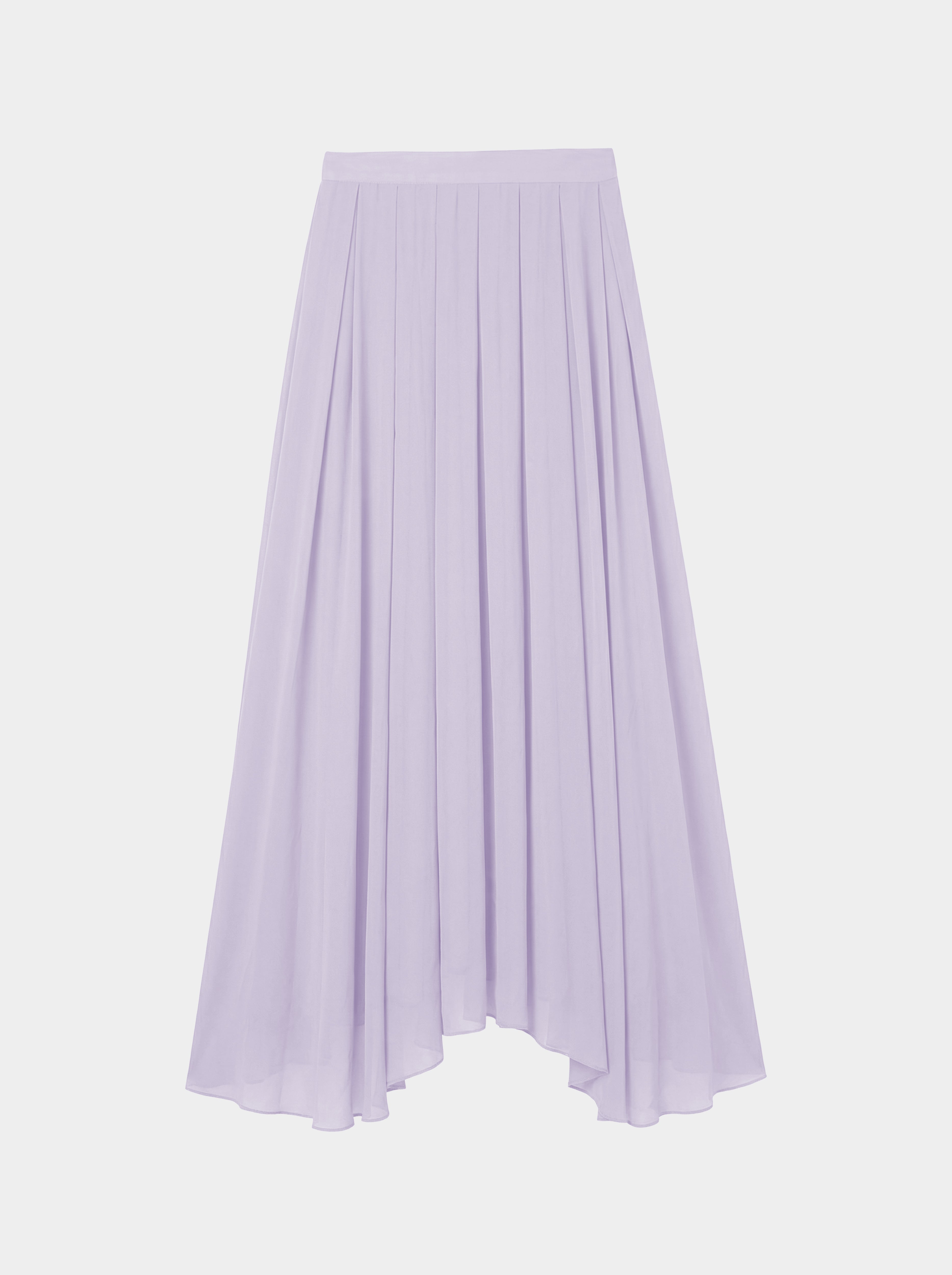 lilac color Pleated_silk_skirt front view