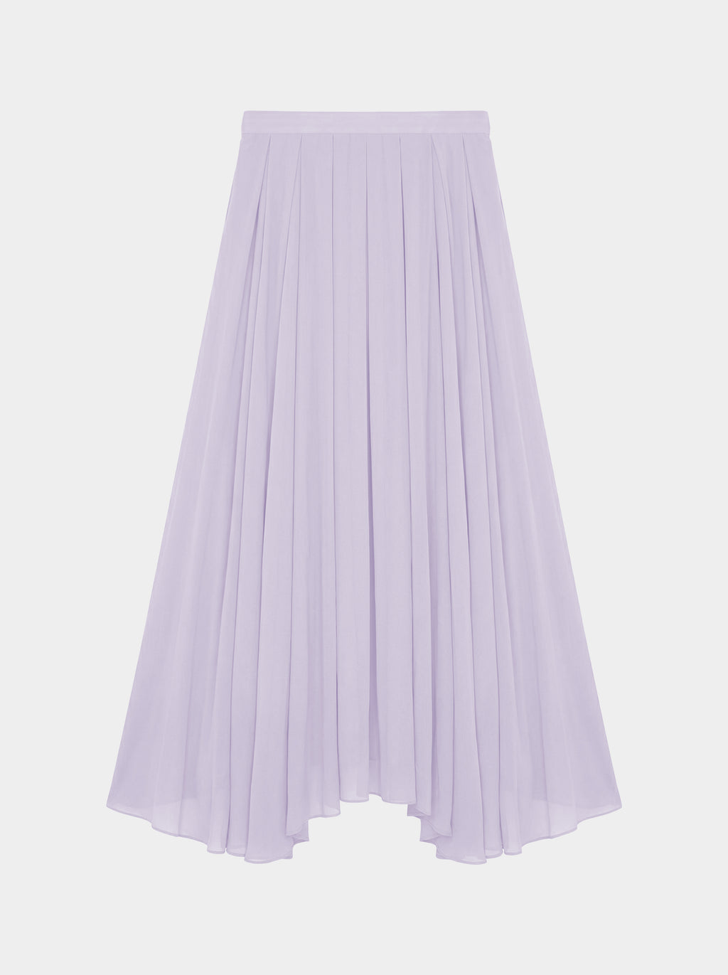 lilac color Pleated_silk_skirt back view