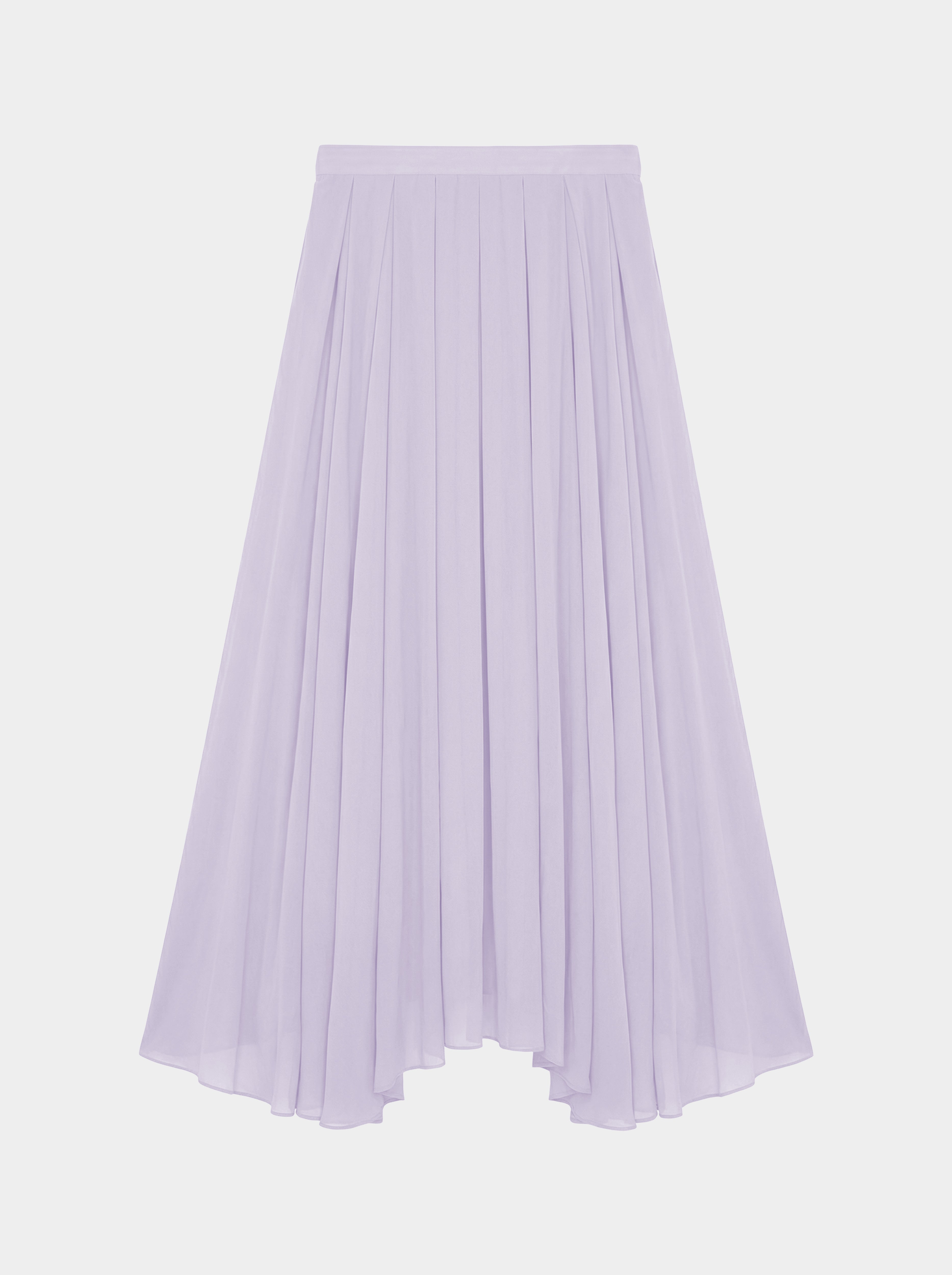 lilac color Pleated_silk_skirt back view