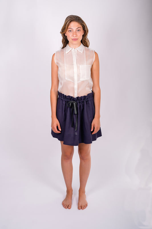 sleeveless-silk-shirt-sustainable-sheer-organza-cream-american-made-front-view