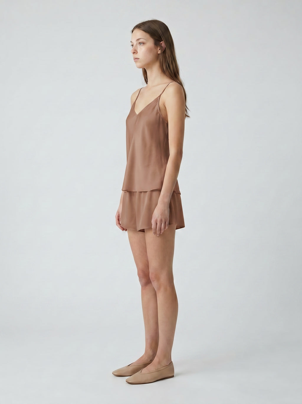 SHORTS / ORGANIC SILK CREPE DE CHINE / MOCHA