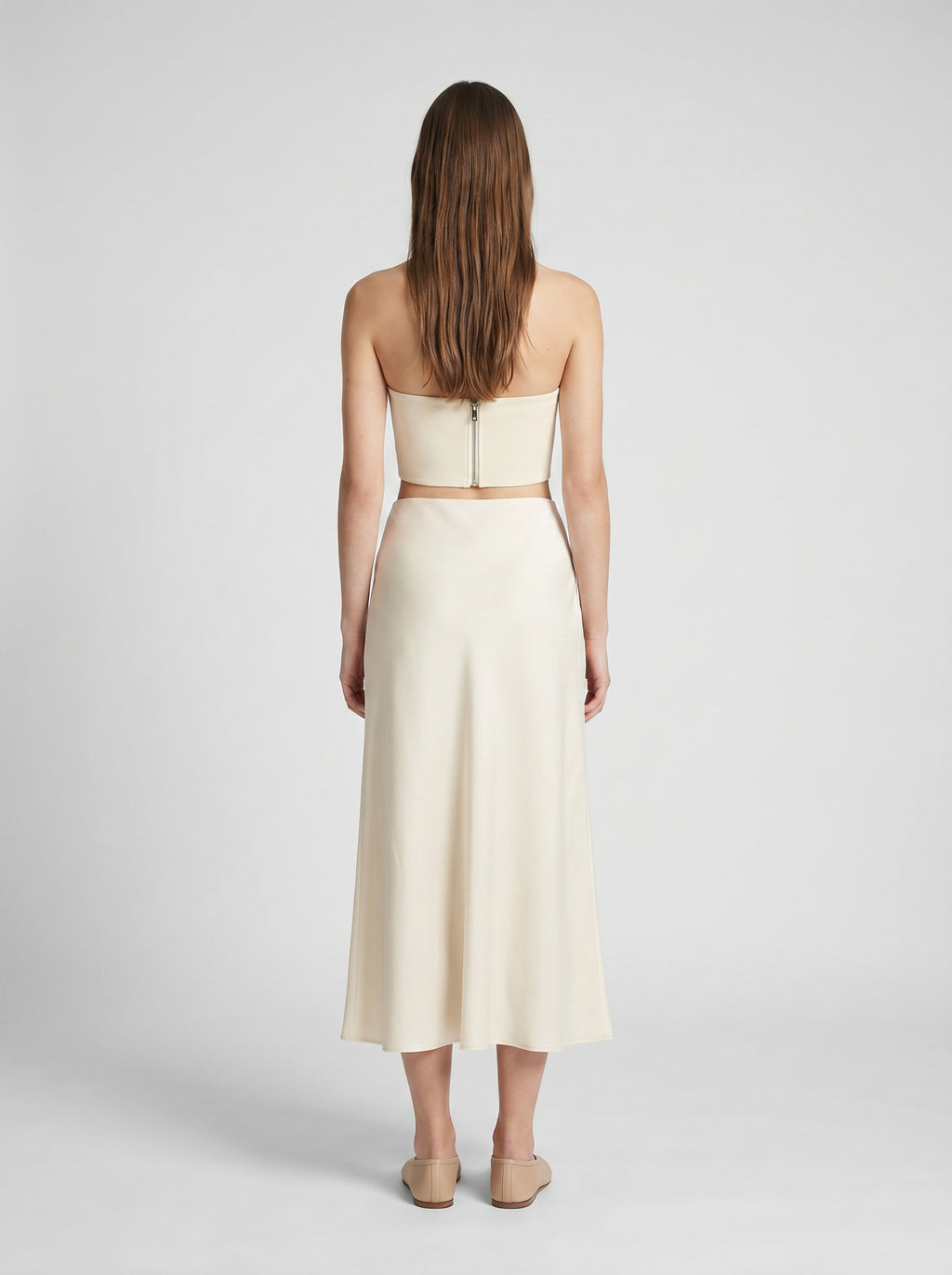 HALF SLIP SKIRT / ORGANIC SILK CREPE DE CHINE / CREME