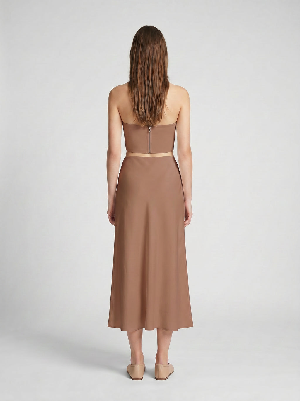 HALF SLIP SKIRT / ORGANIC SILK CREPE DE CHINE / MOCHA