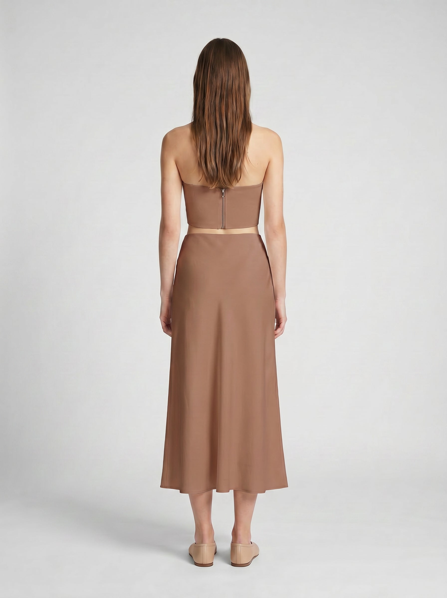 HALF SLIP SKIRT / ORGANIC SILK CREPE DE CHINE / MOCHA