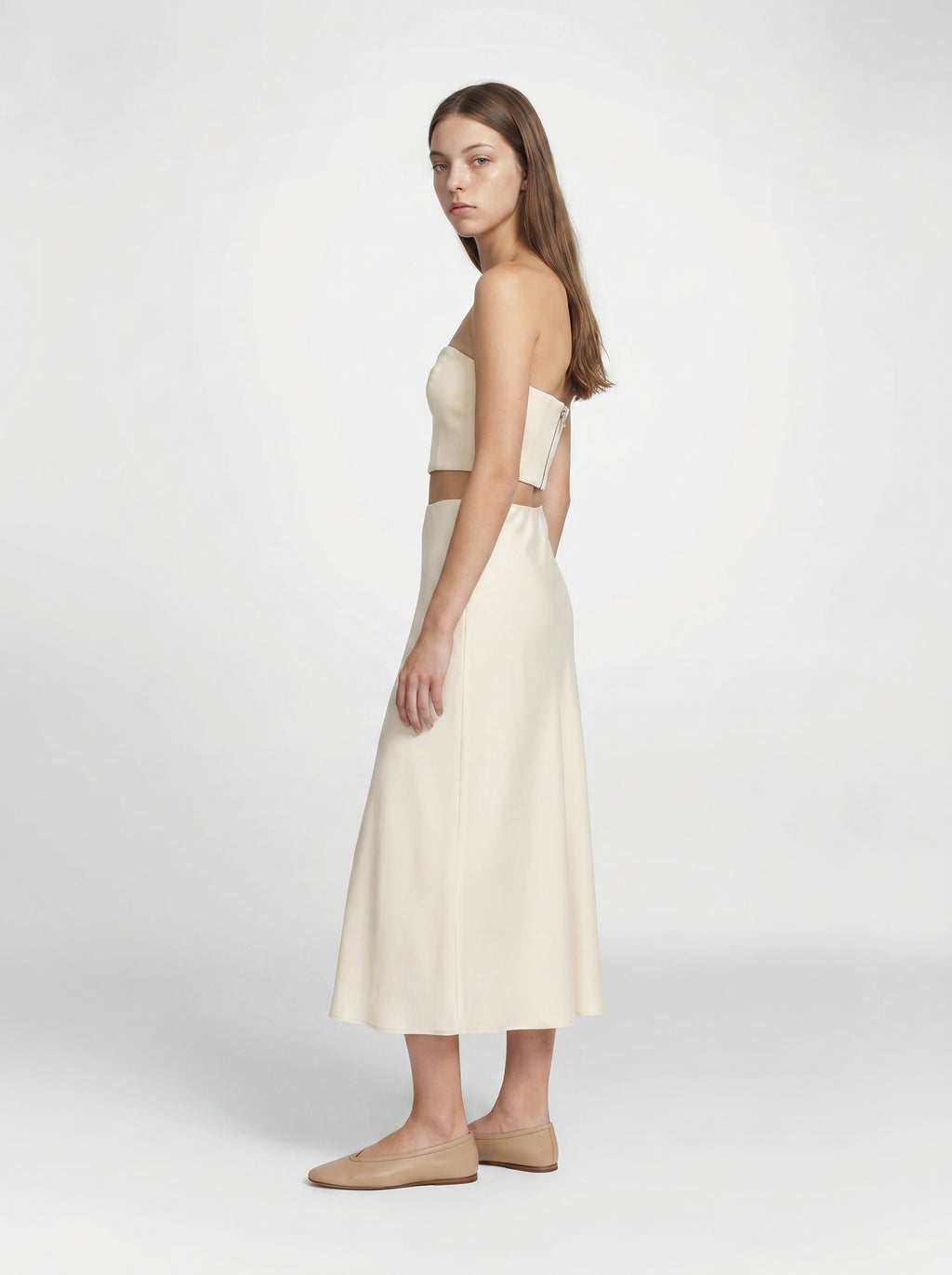 HALF SLIP SKIRT / ORGANIC SILK CREPE DE CHINE / CREME