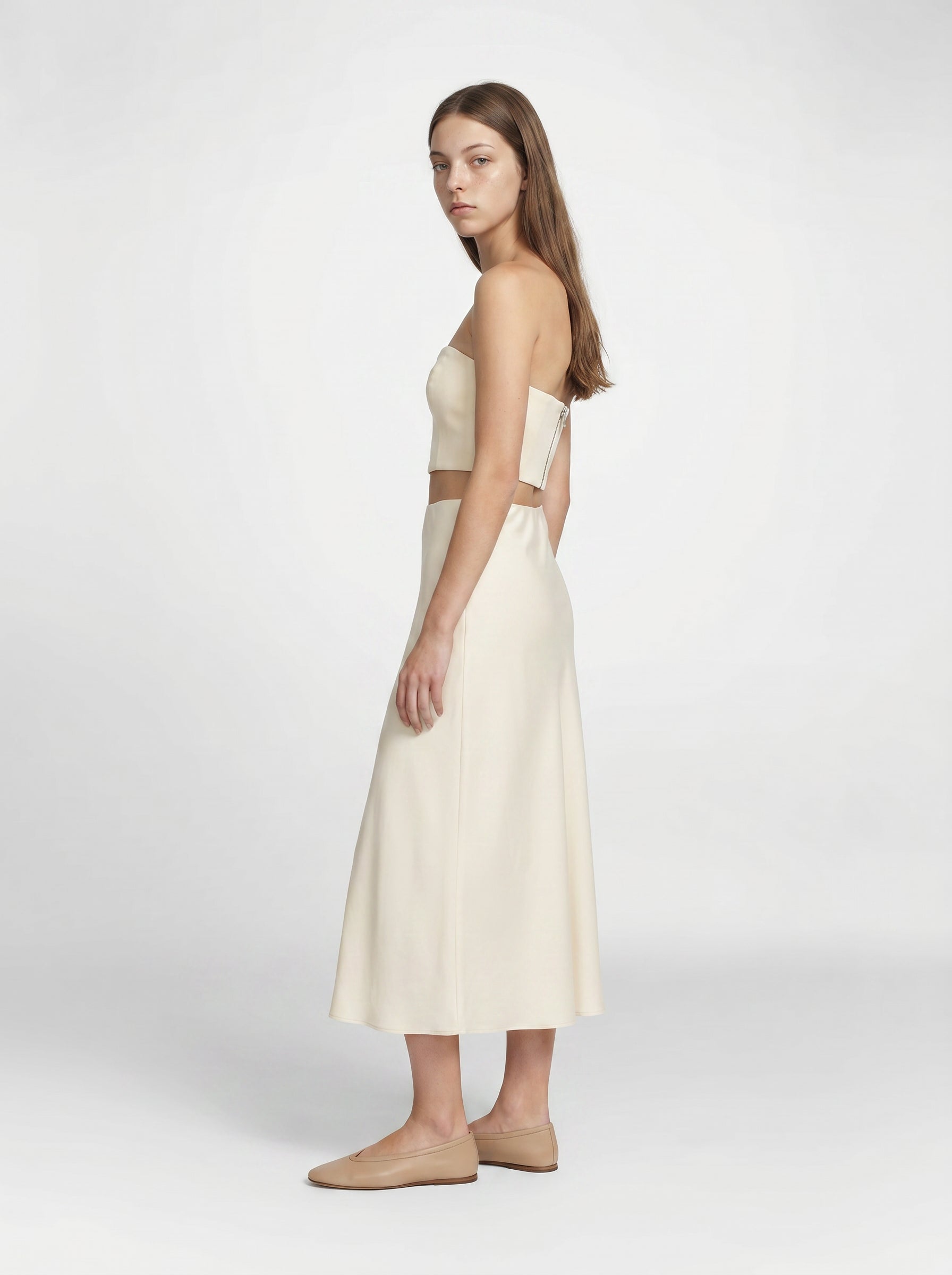 HALF SLIP SKIRT / ORGANIC SILK CREPE DE CHINE / CREME
