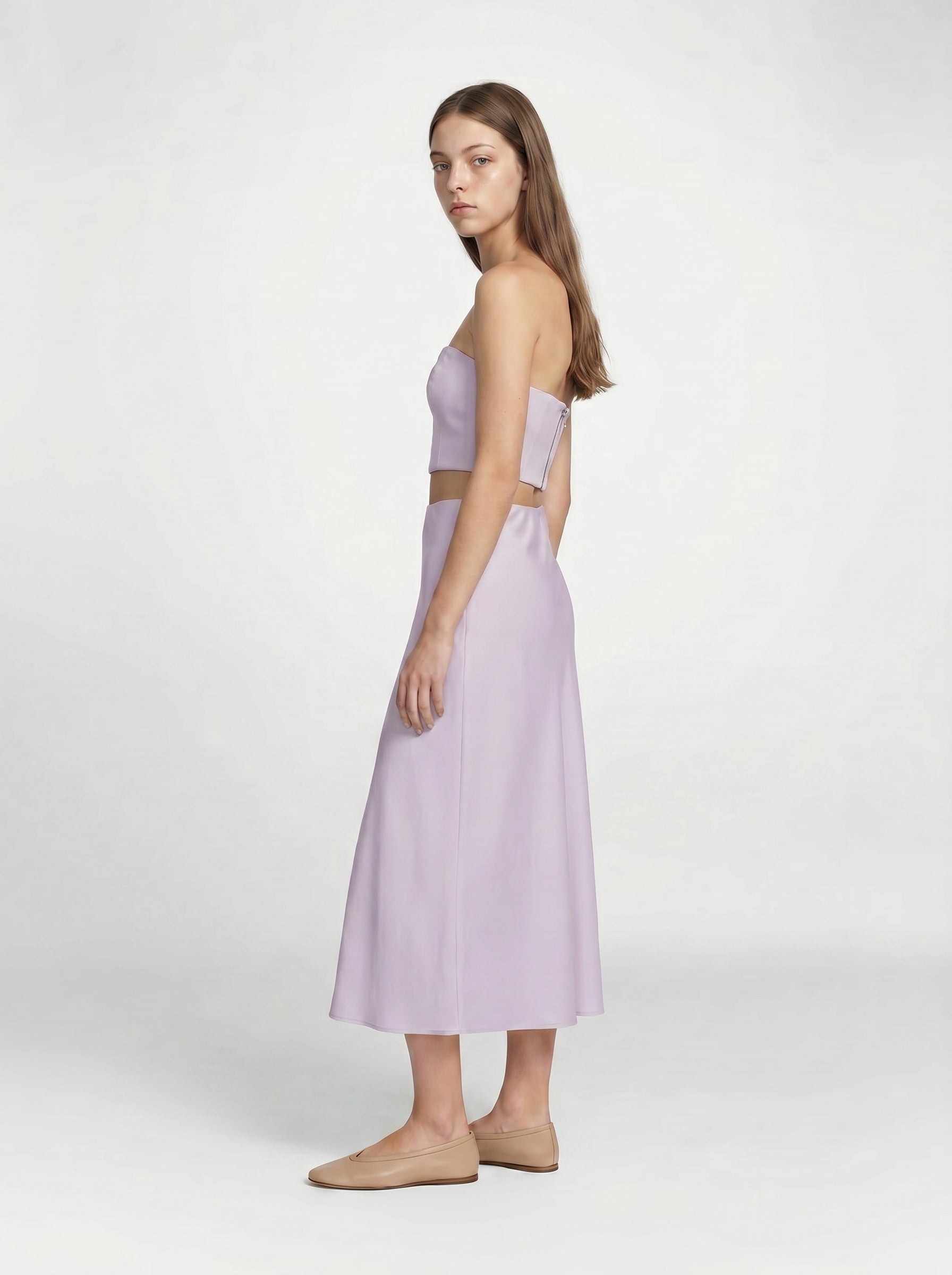 HALF SLIP SKIRT / ORGANIC SILK CREPE DE CHINE  / LILAC