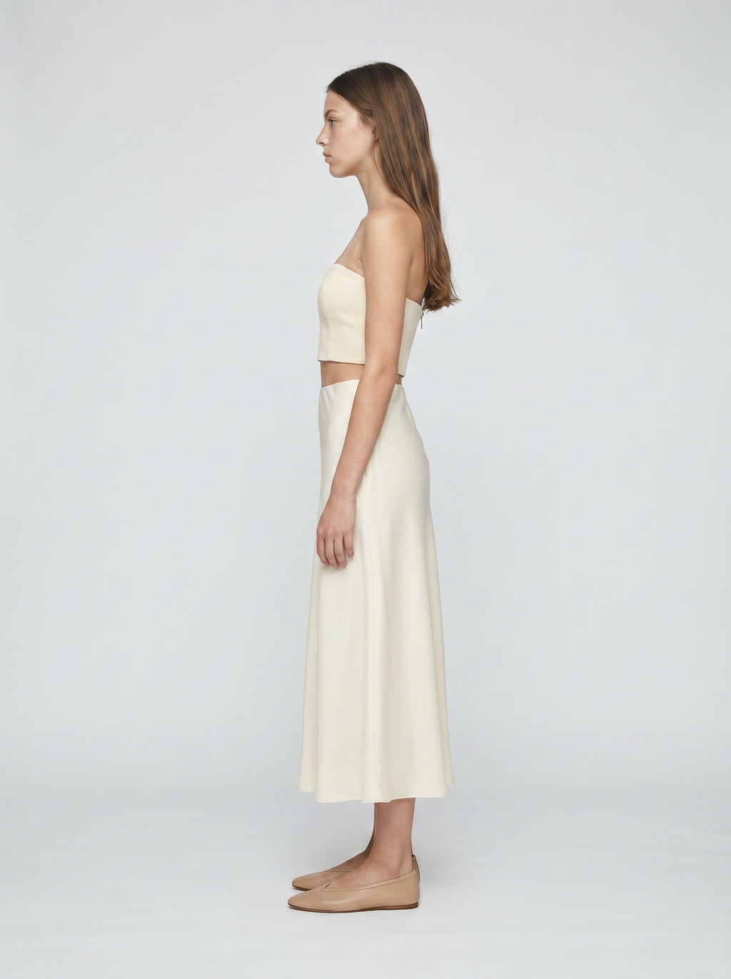 HALF SLIP SKIRT / ORGANIC SILK CREPE DE CHINE / CREME