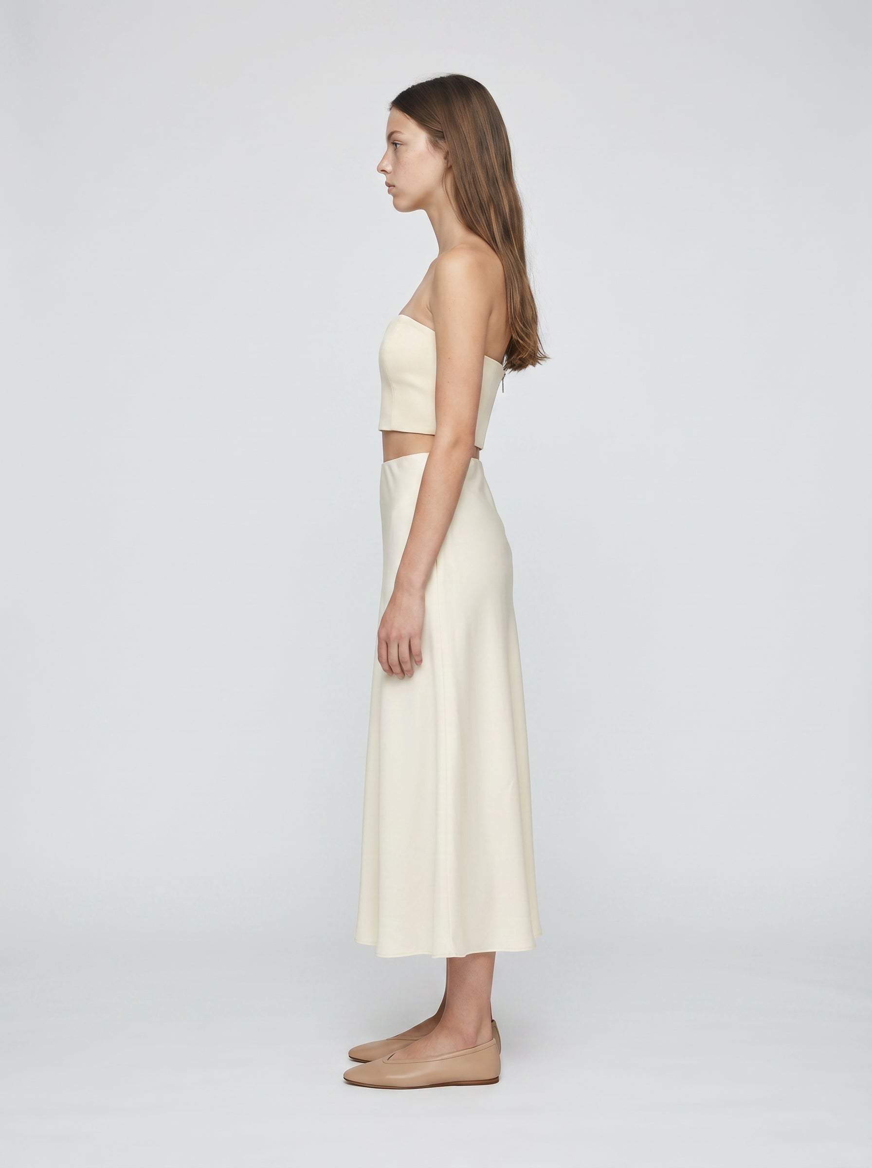 HALF SLIP SKIRT / ORGANIC SILK CREPE DE CHINE / CREME