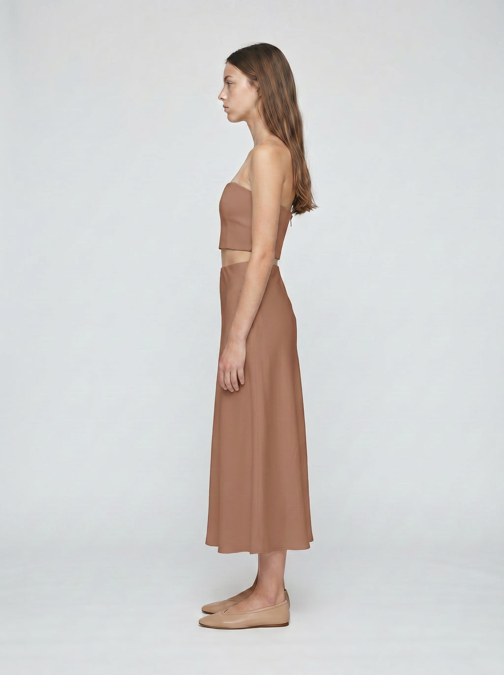HALF SLIP SKIRT / ORGANIC SILK CREPE DE CHINE / MOCHA