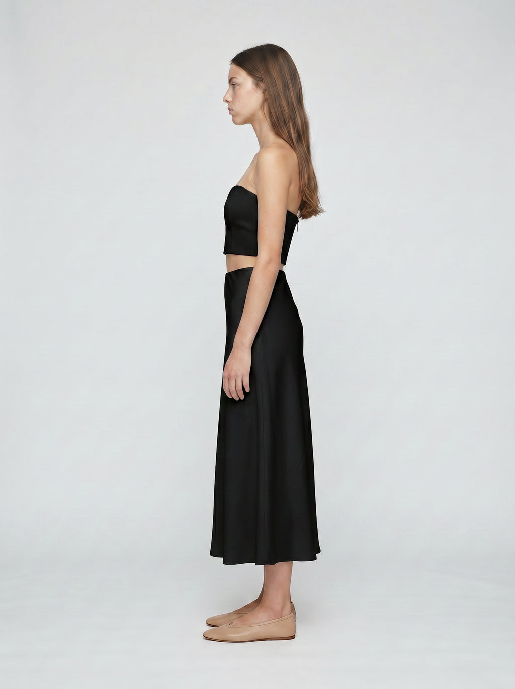 HALF SLIP SKIRT / ORGANIC SILK CREPE DE CHINE  / BLACK