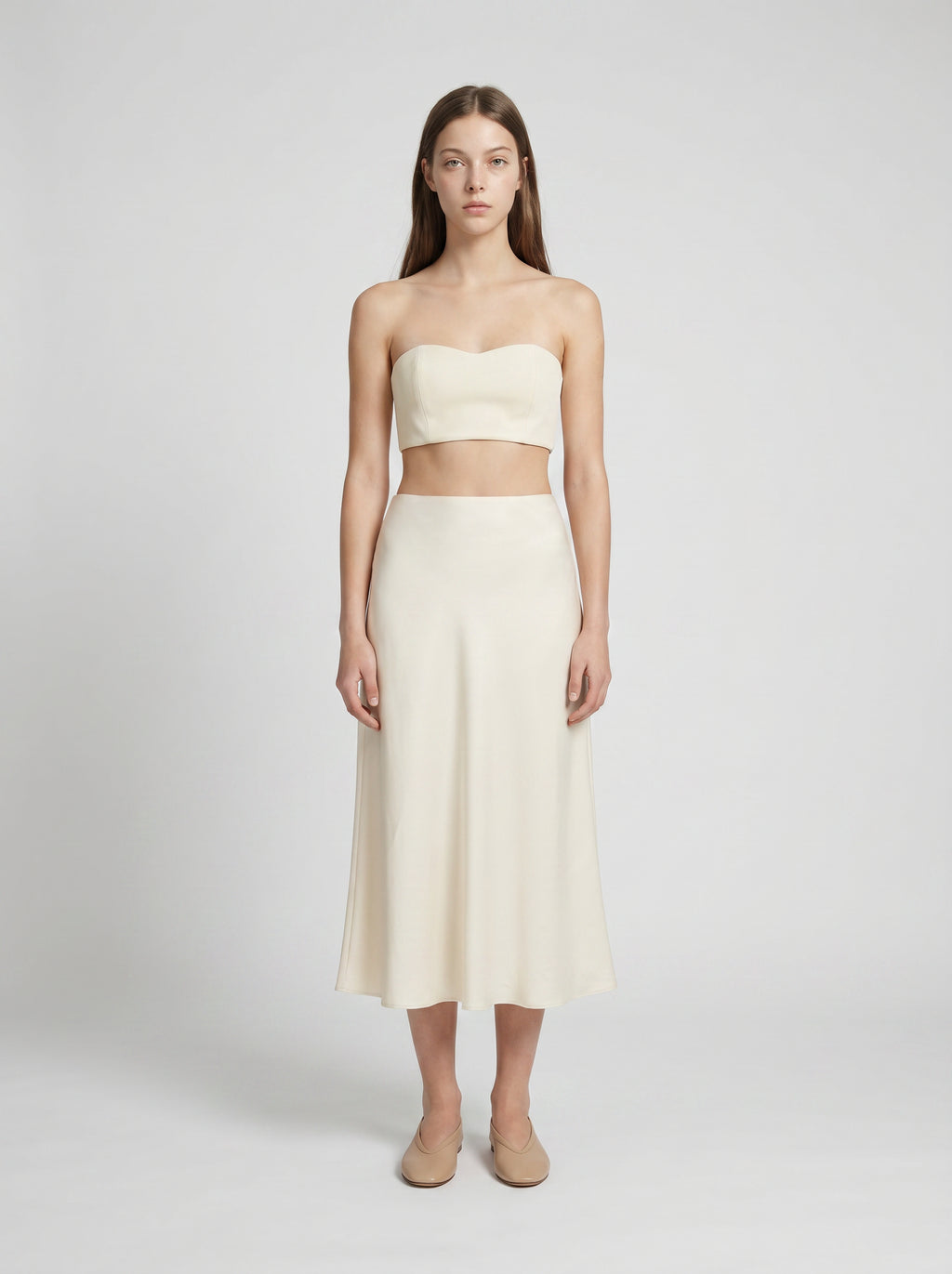 HALF SLIP SKIRT / ORGANIC SILK CREPE DE CHINE / CREME