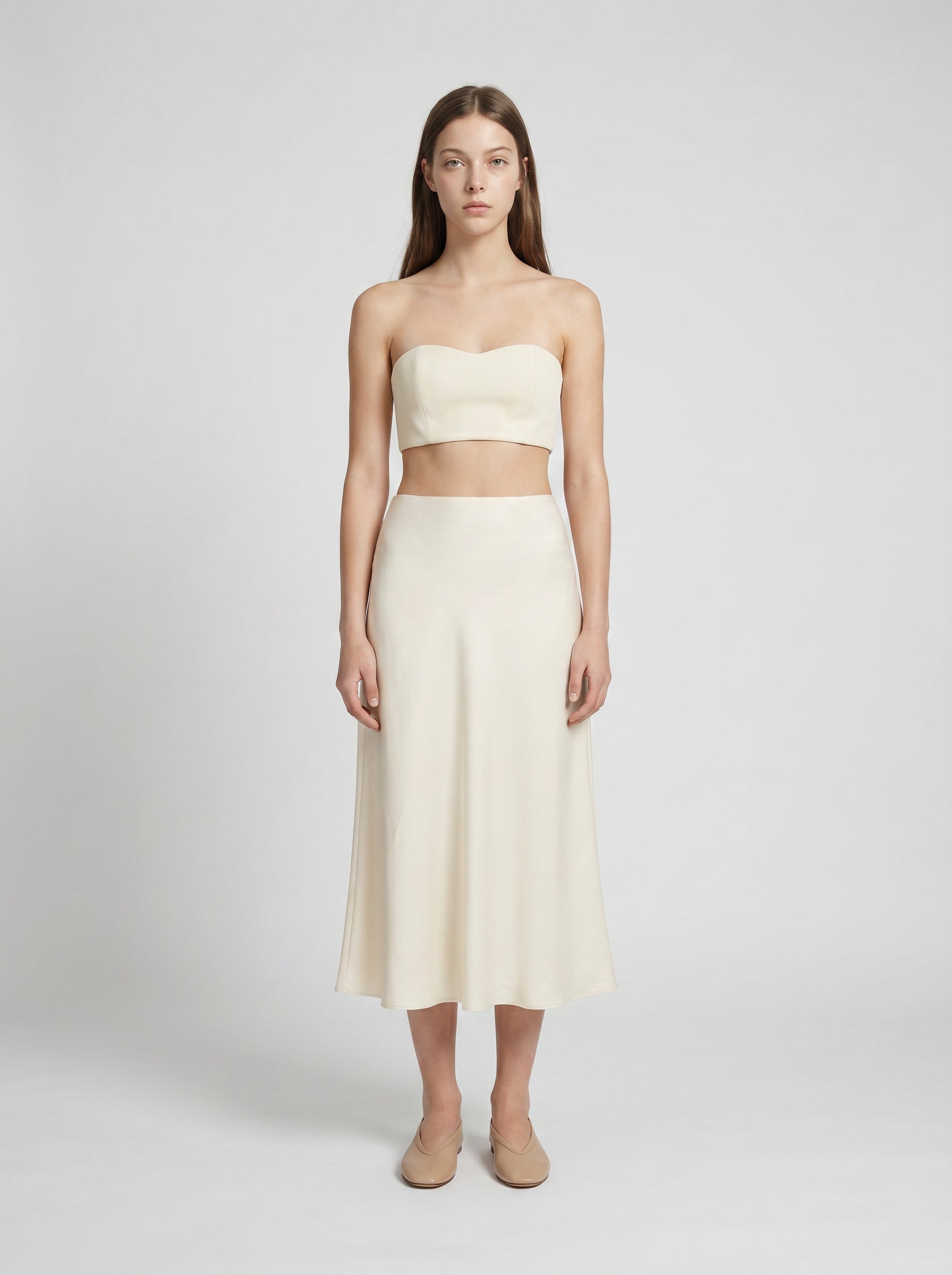 HALF SLIP SKIRT / ORGANIC SILK CREPE DE CHINE / CREME