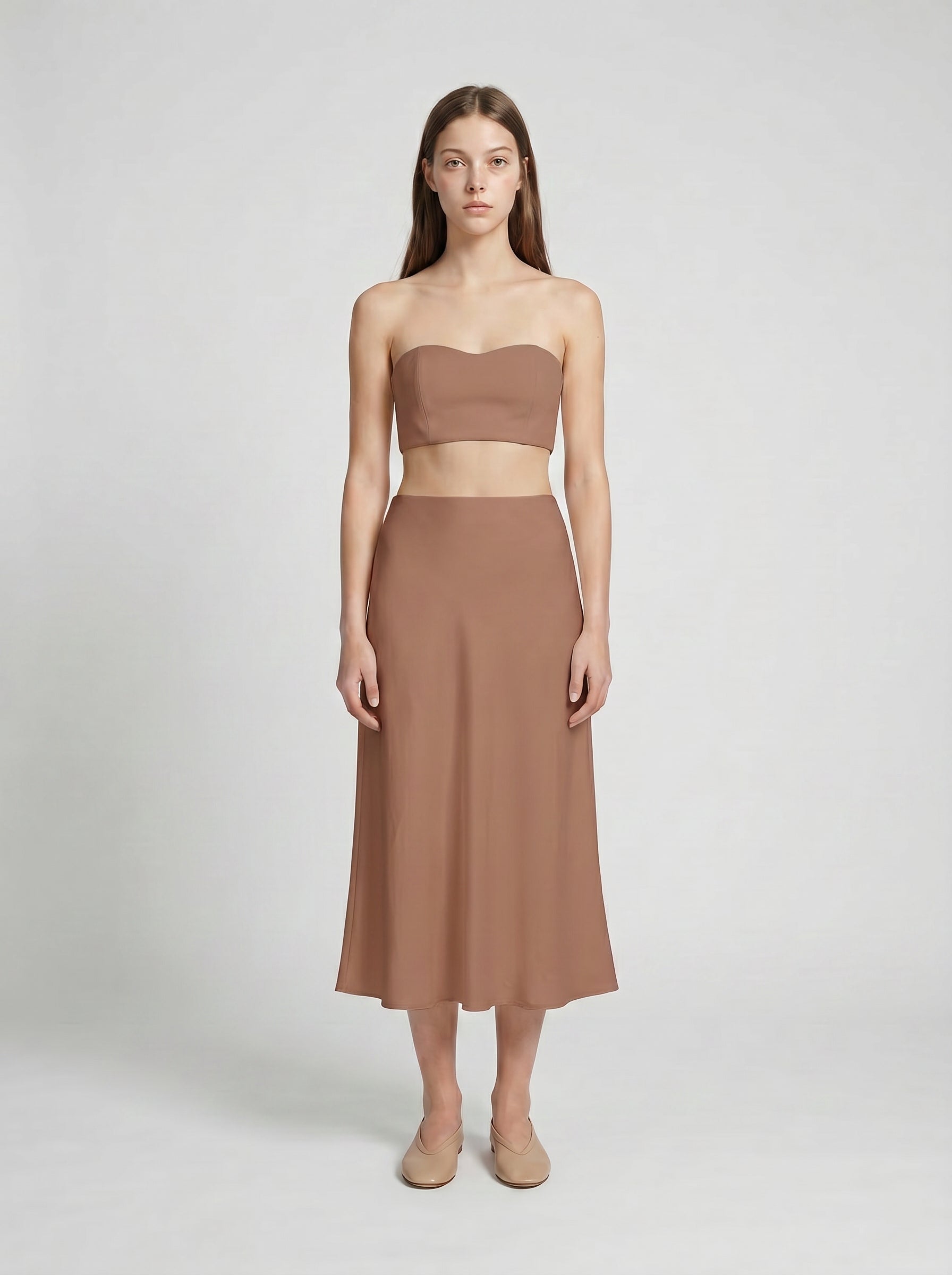 HALF SLIP SKIRT / ORGANIC SILK CREPE DE CHINE / MOCHA