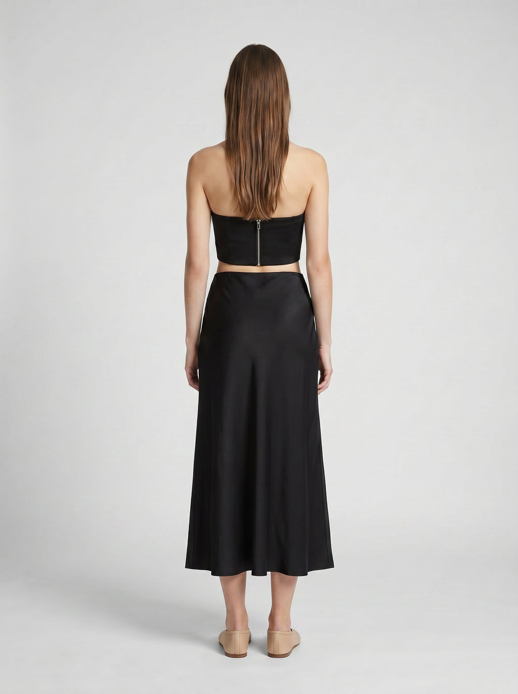 HALF SLIP SKIRT / ORGANIC SILK CREPE DE CHINE  / BLACK